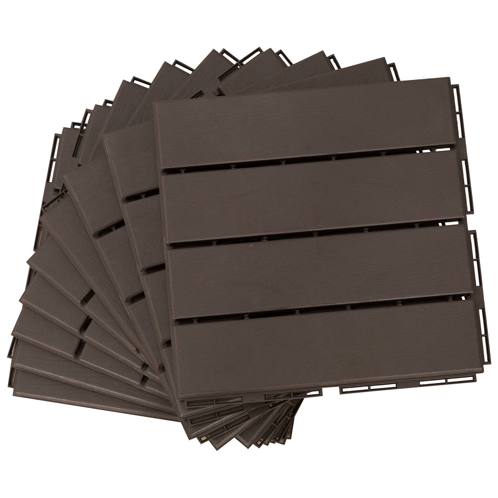 ComfortXL - Dalles terrasse composite 30 x 30 cm chocolat lot de 9 clipsables antidérapantes - ComfortXL Outdoor Living - Image 1