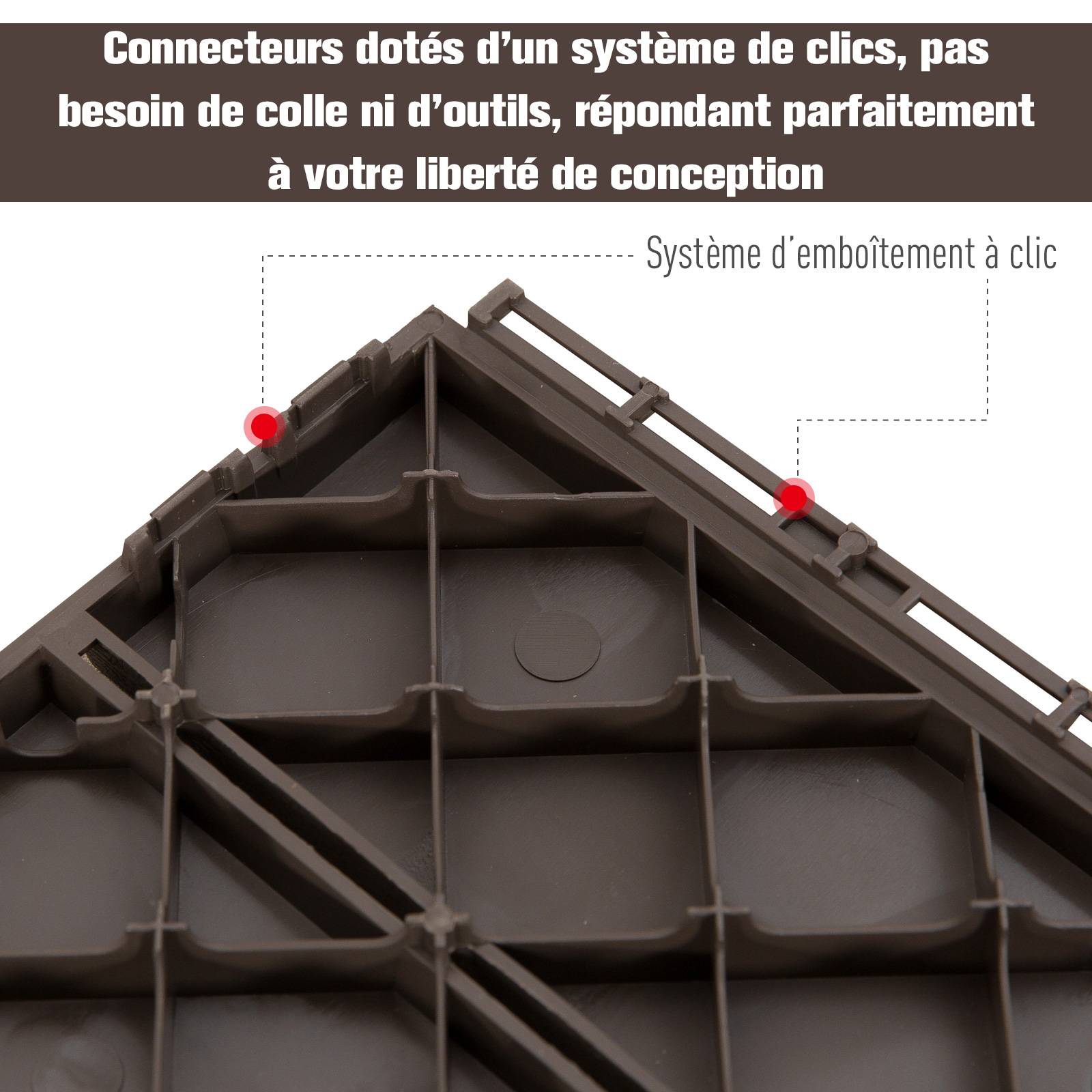 ComfortXL - Dalles terrasse composite 30 x 30 cm chocolat lot de 9 clipsables antidérapantes - ComfortXL Outdoor Living - Image 6