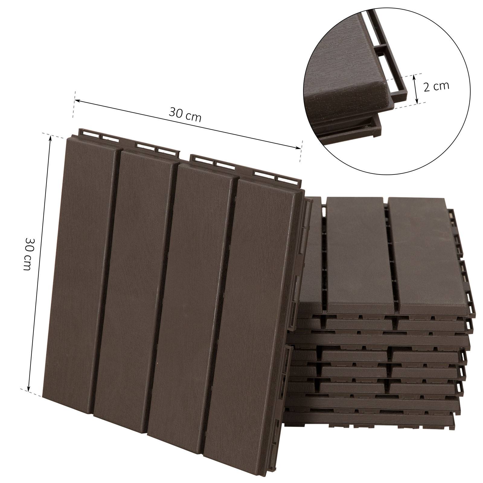 ComfortXL - Dalles terrasse composite 30 x 30 cm chocolat lot de 9 clipsables antidérapantes - ComfortXL Outdoor Living - Image 4