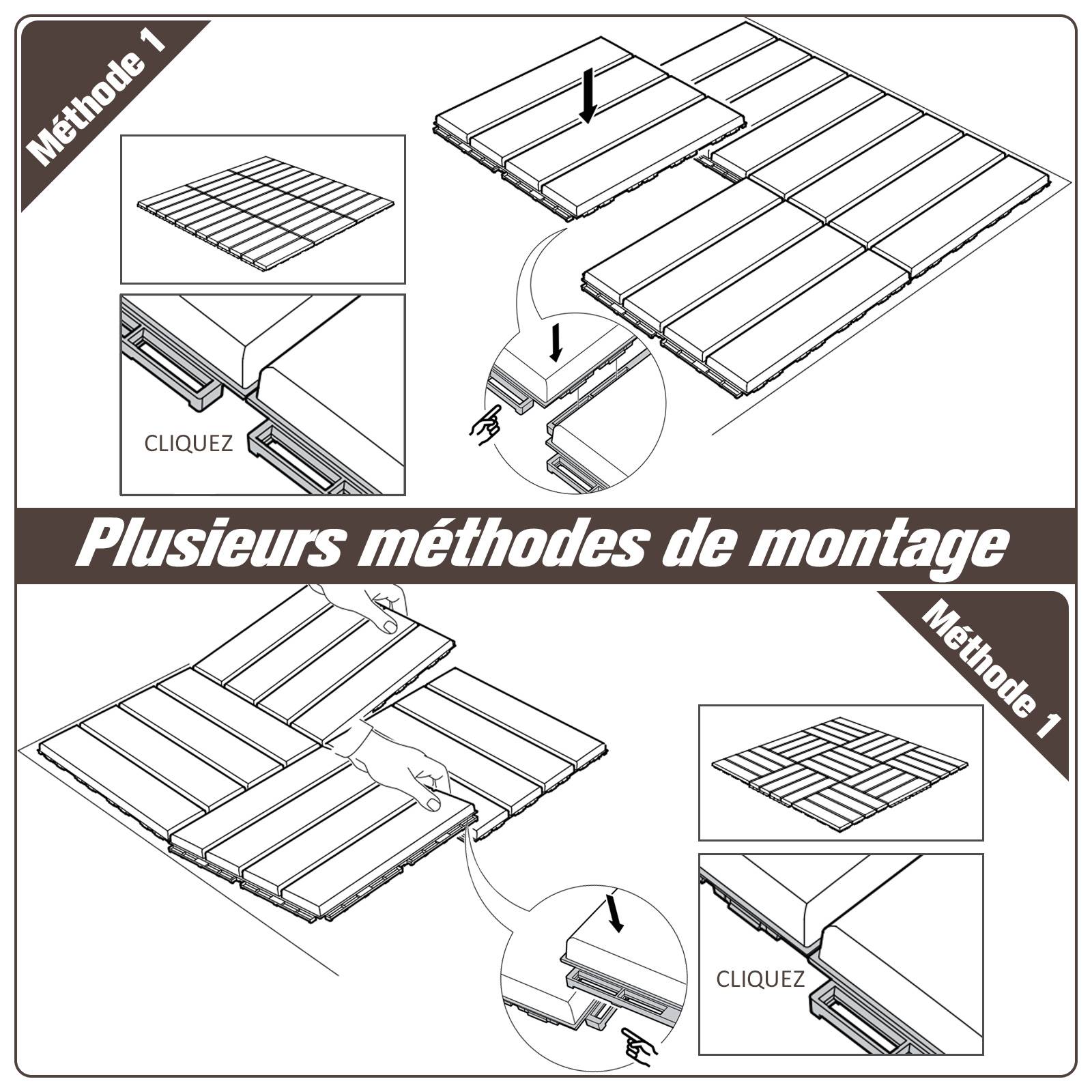 ComfortXL - Dalles terrasse composite 30 x 30 cm chocolat lot de 9 clipsables antidérapantes - ComfortXL Outdoor Living - Image 5