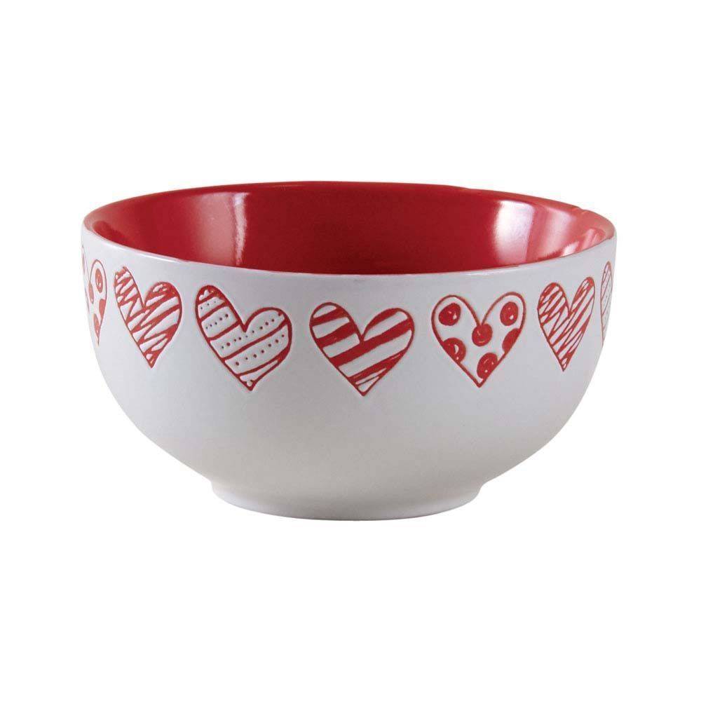 Aubry Gaspard - Bol en grès blanc avec coeur rouge (Lot de 3) - Image 3