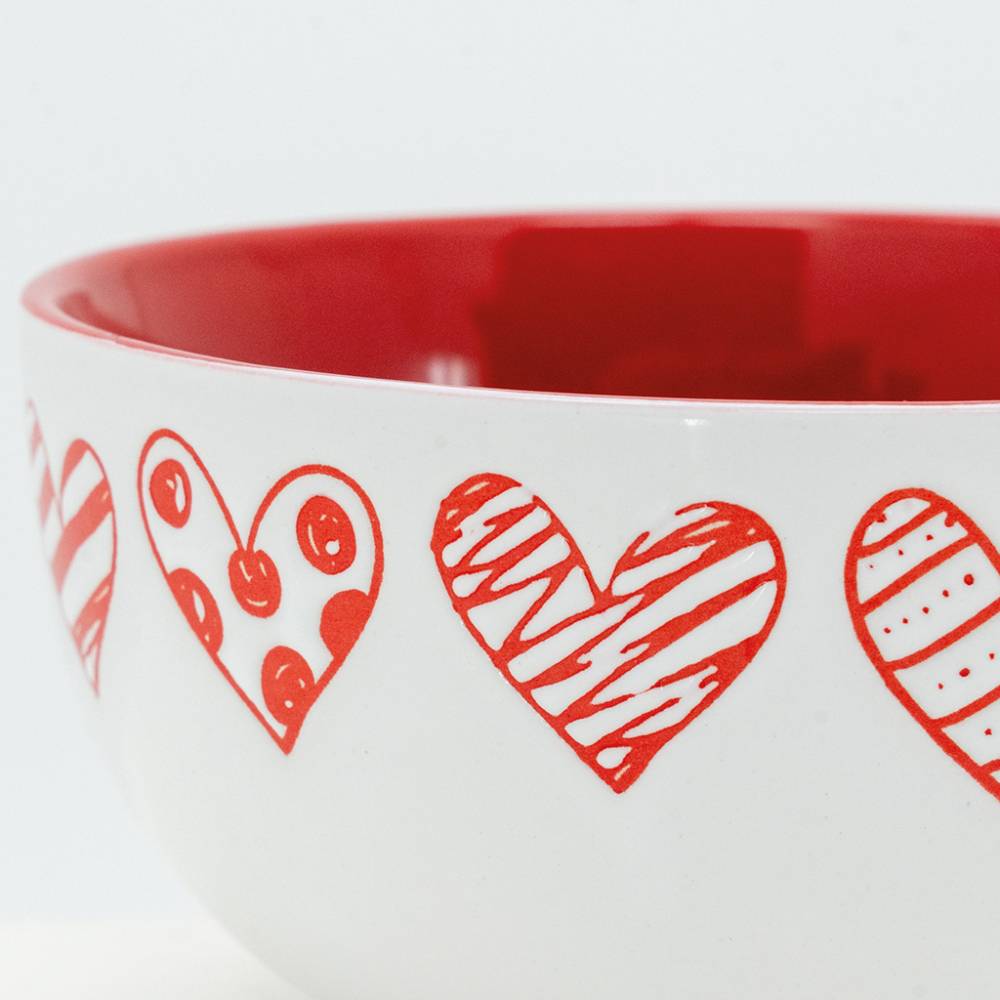 Aubry Gaspard - Bol en grès blanc avec coeur rouge (Lot de 3) - Image 4