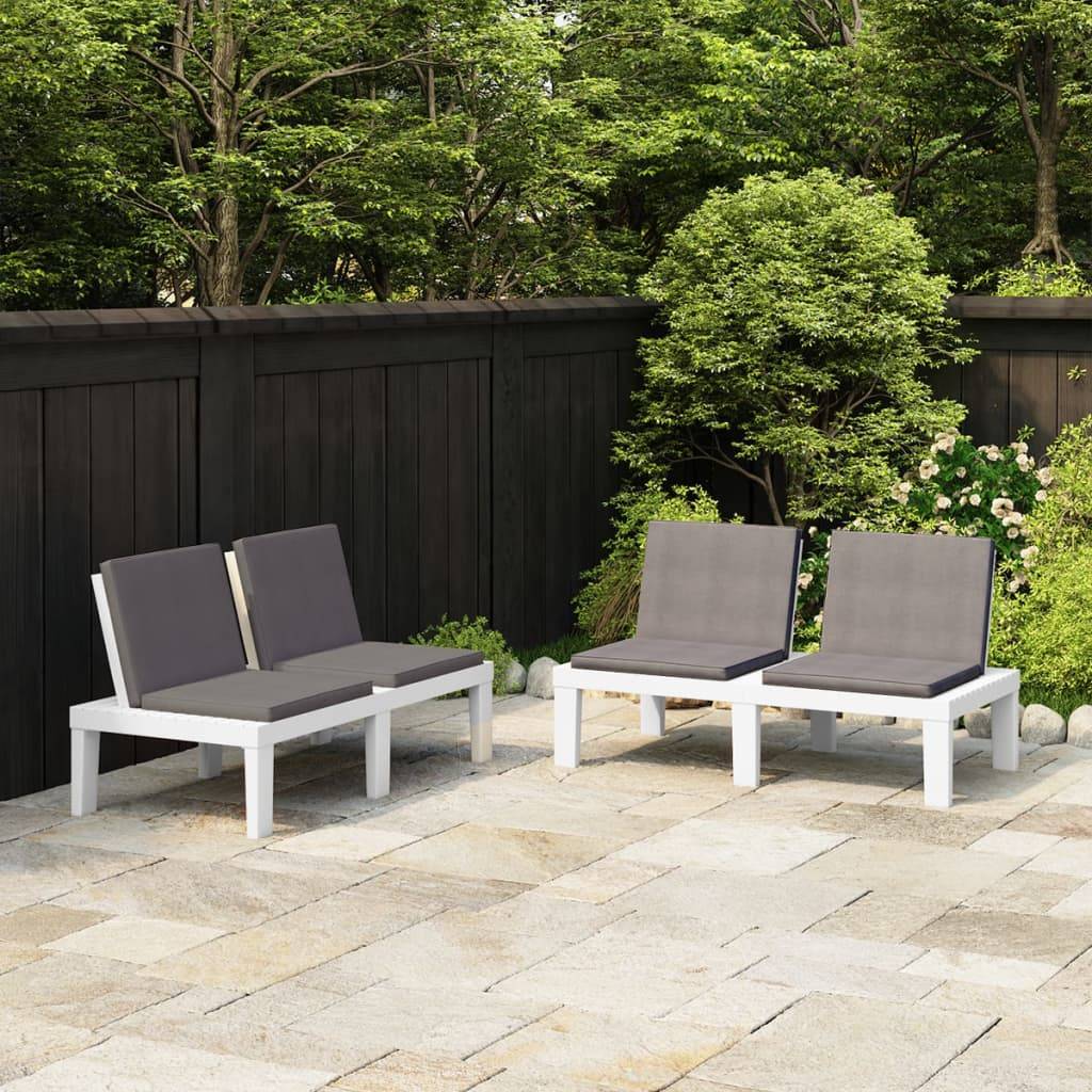 PANGIVO - Lot de 2 bancs de jardin plastique blanc 130 x 65 x 70 cm - PANGIVO