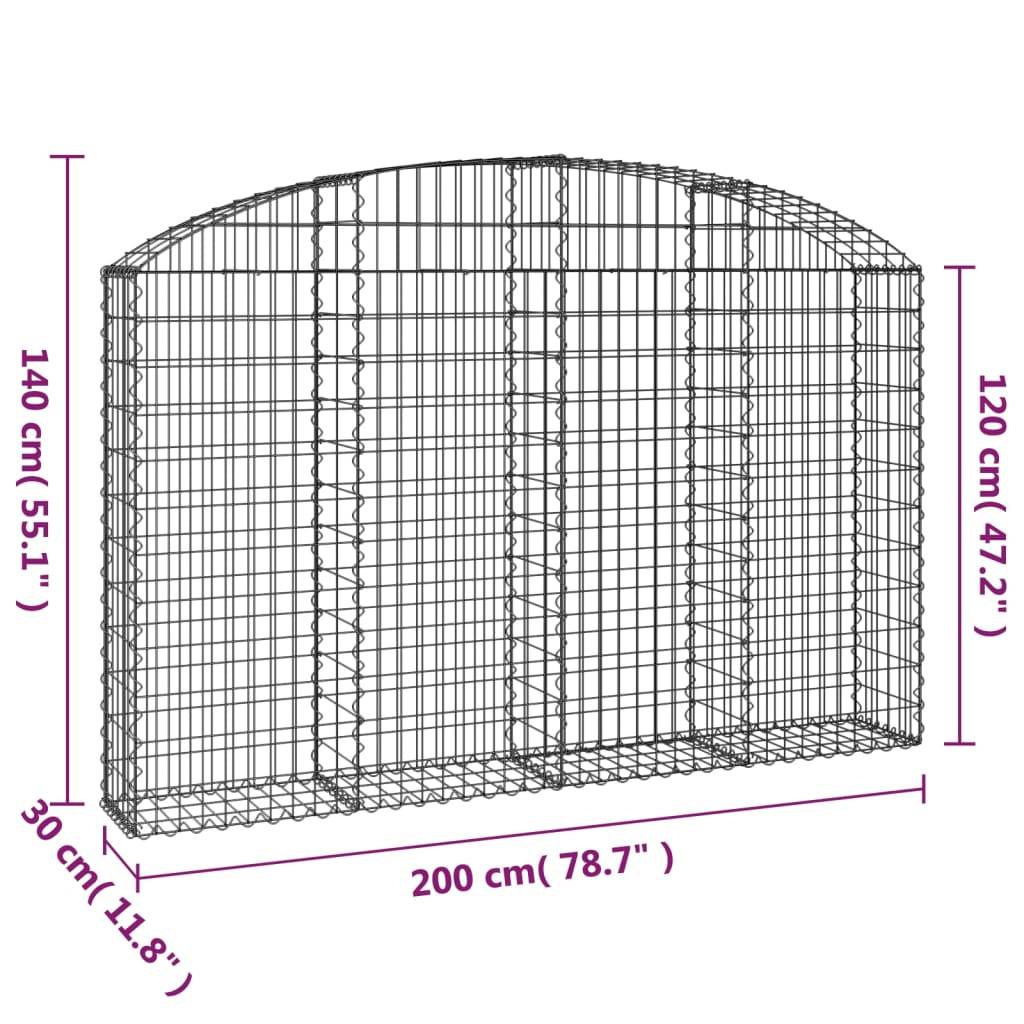 Vidaxl - Panier de gabions arqué 200x30x120/140 cm Fer galvanisé vidaXL 153466 - Image 3