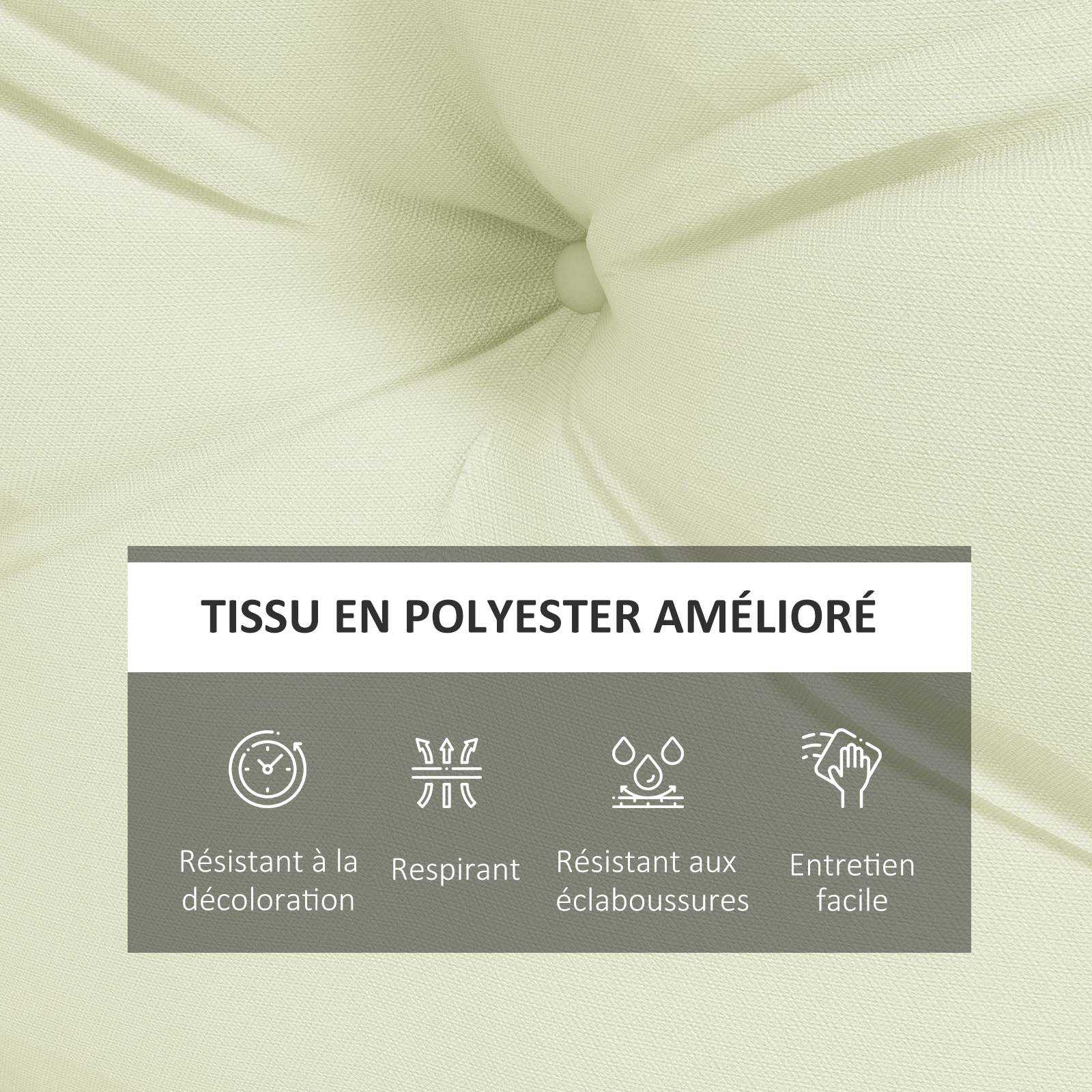 Coussins palette 2 places polyester jardin extérieur assise dossier 120x80 cm crème - ComfortXL Outdoor Living - Image 6