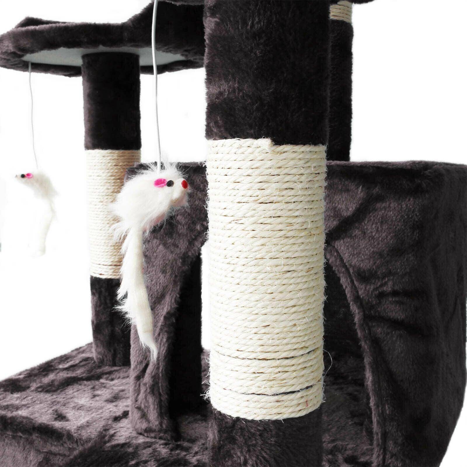 Arbre à chat corde en sisal griffoir grattoir jeux plateforme 170 cm gris - Image 4