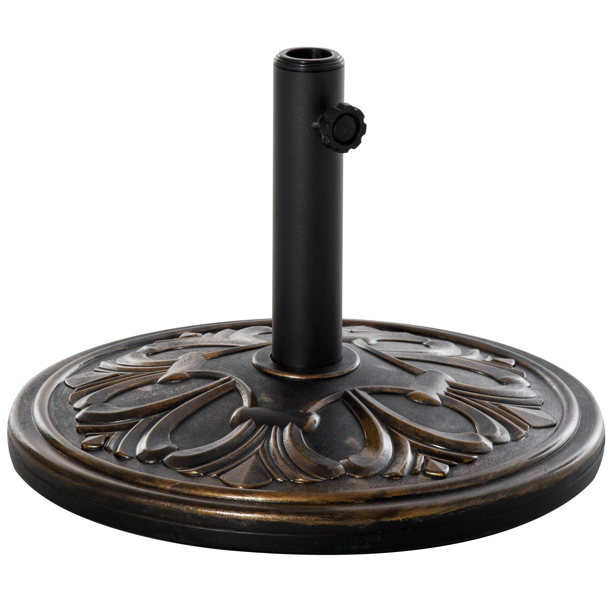 Pied de parasol rond Ø48 x 34 cm en plastique 13 kg pour mâts Ø35/38/48 mm, bronze - Image 1