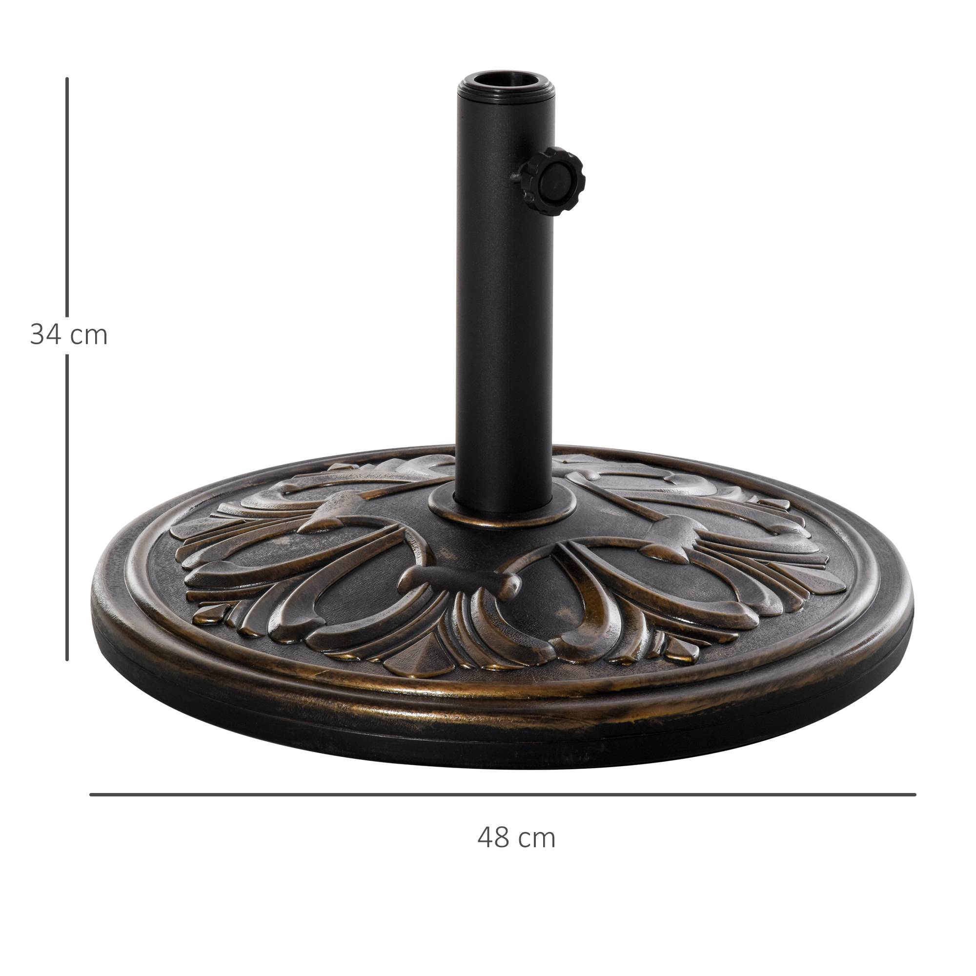 Pied de parasol rond Ø48 x 34 cm en plastique 13 kg pour mâts Ø35/38/48 mm, bronze - Image 4