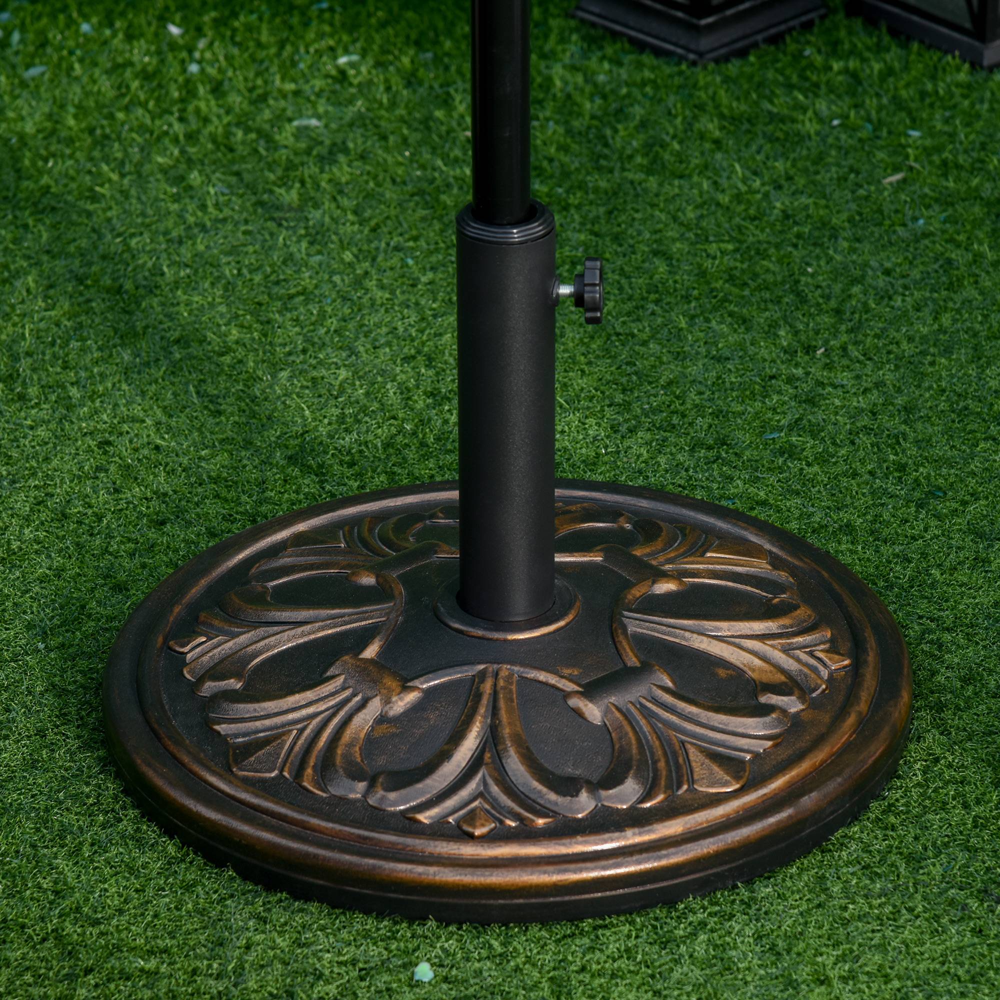 Pied de parasol rond Ø48 x 34 cm en plastique 13 kg pour mâts Ø35/38/48 mm, bronze - Image 2