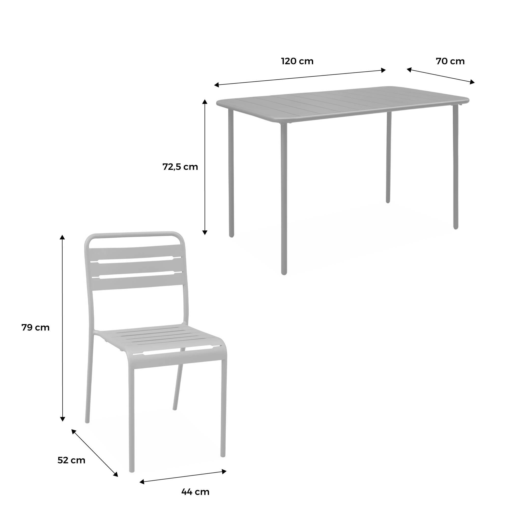 sweeek - Table de jardin métal + 4 assises kaki en acier. Amelia. 120x70xH72.5cm (12.2kg) | sweeek - Image 5