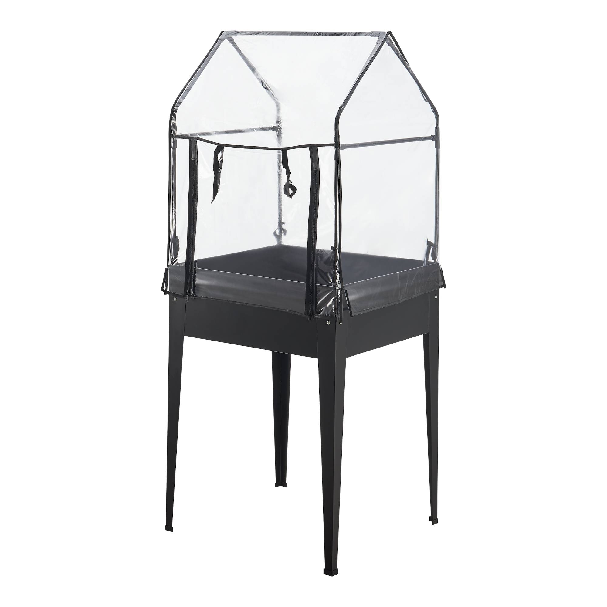 Potager surélevé Katwijk à hauteur ergonomique en acier et PVC 60 x 60 x 152 cm anthracite [en.casa] - Image 1