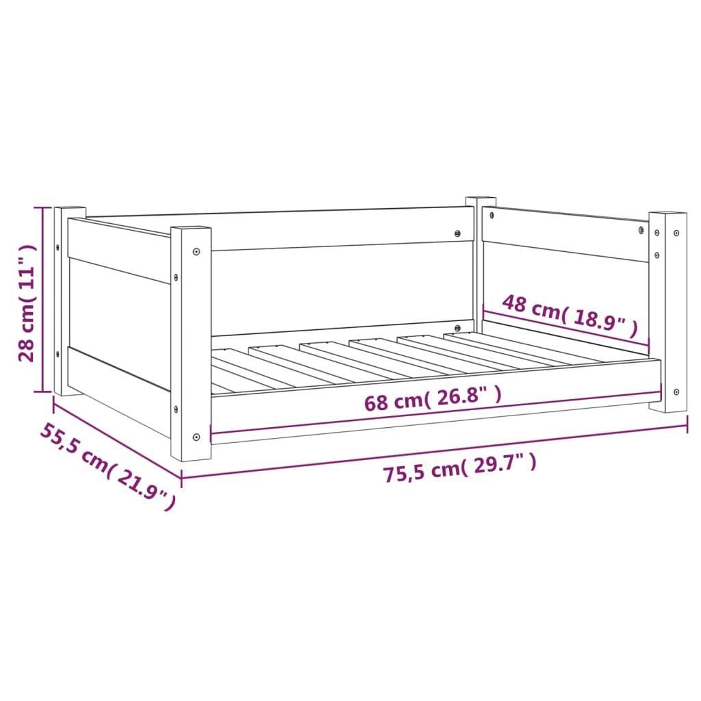 Vidaxl - Lit pour chien Noir 75,5x55,5x28 cm Bois de pin solide vidaXL 821456 - Image 3