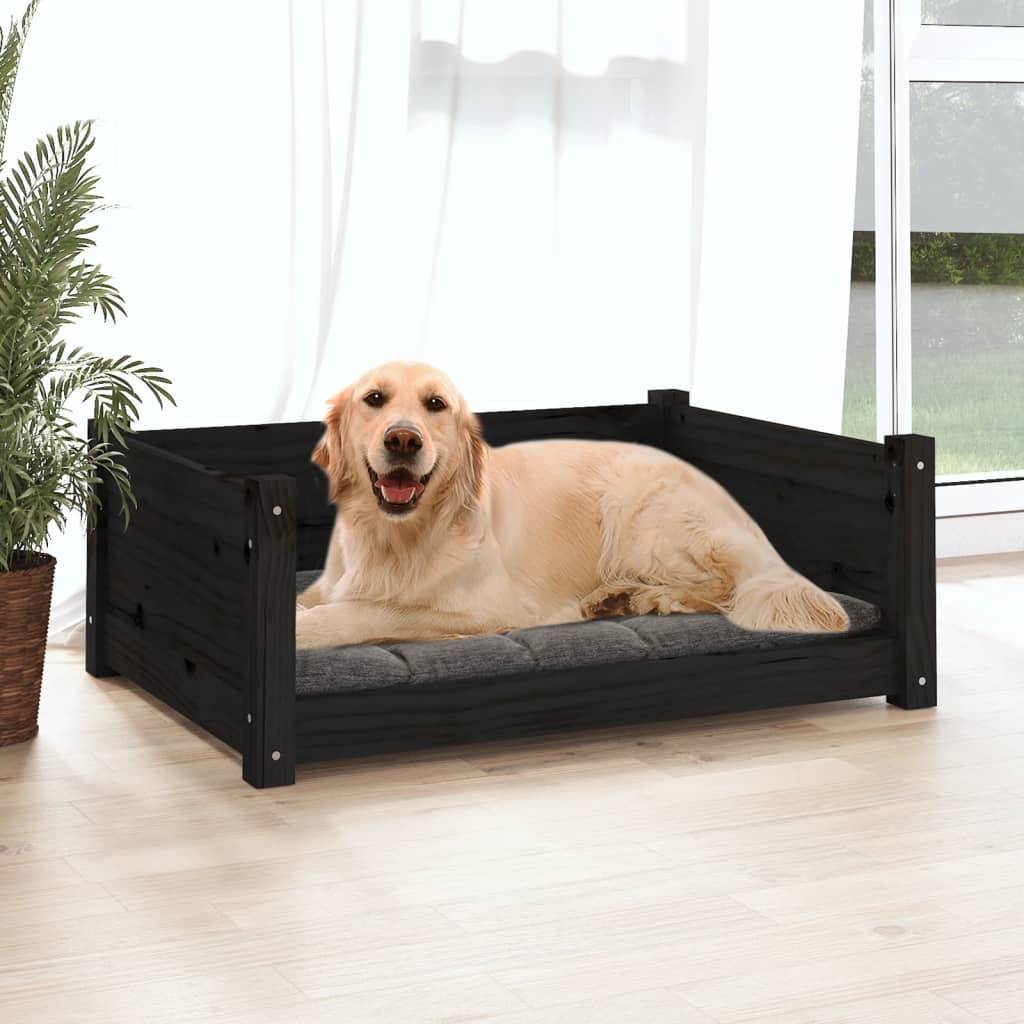 Vidaxl - Lit pour chien Noir 75,5x55,5x28 cm Bois de pin solide vidaXL 821456 - Image 1