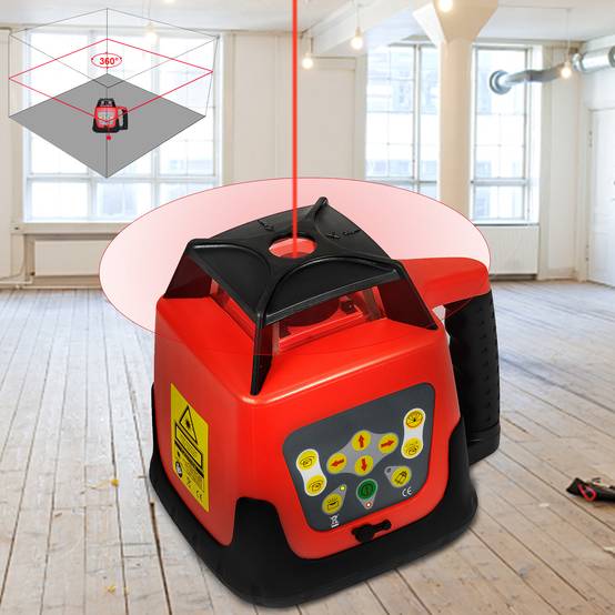 VEVOR Niveau laser rotatif 360°, autonivelant, faisceau rouge, portée 500m pour chantiers intérieurs et extérieurs. - Image 3