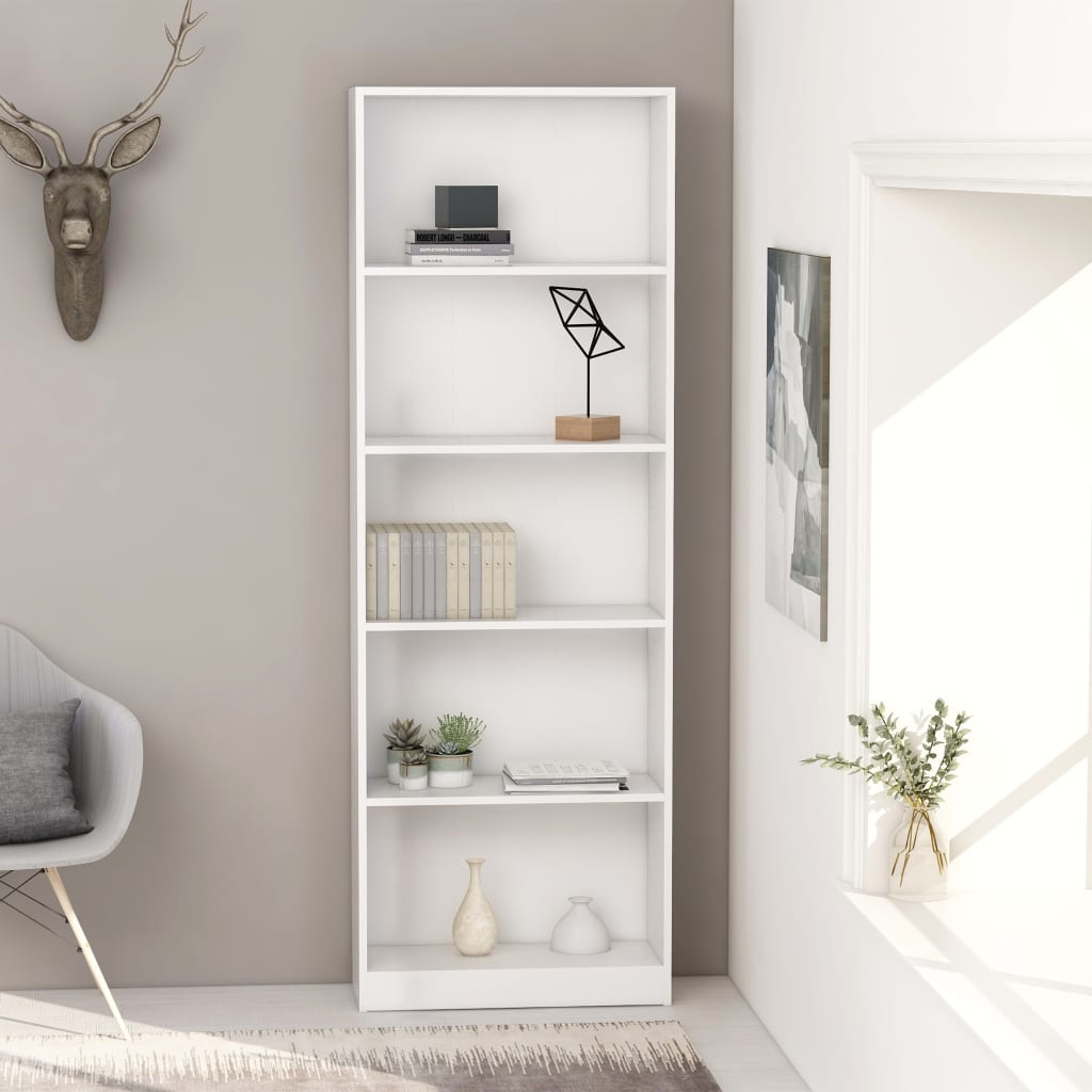 Vidaxl - Bibliothèque à 5 niveaux Blanc 60x24x175 cm Aggloméré - vidaXL - Image 2