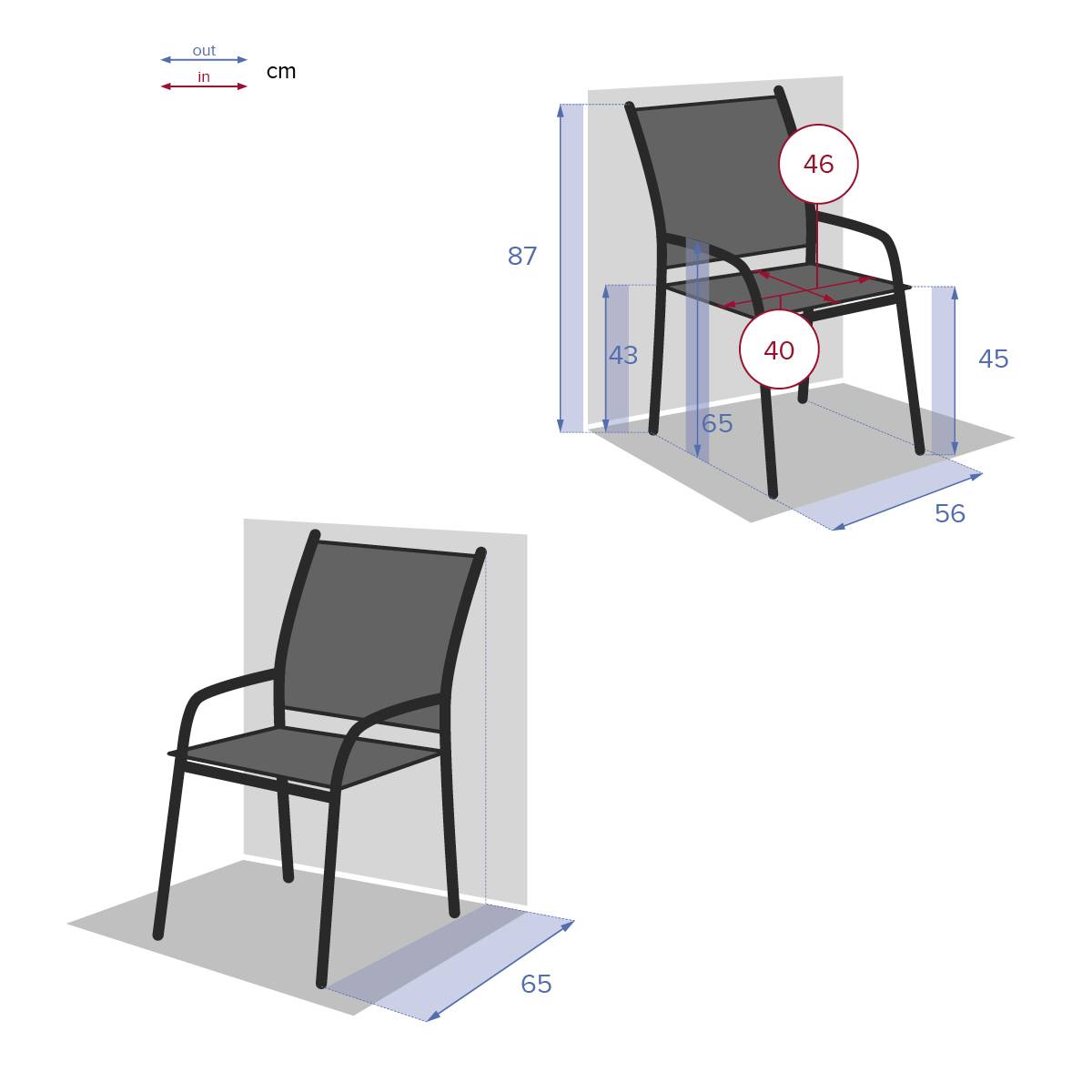 Hesperide - Fauteuil de jardin empilable "Piazza" anthracite & graphite aluminium traité époxy - Hespéride - Image 9