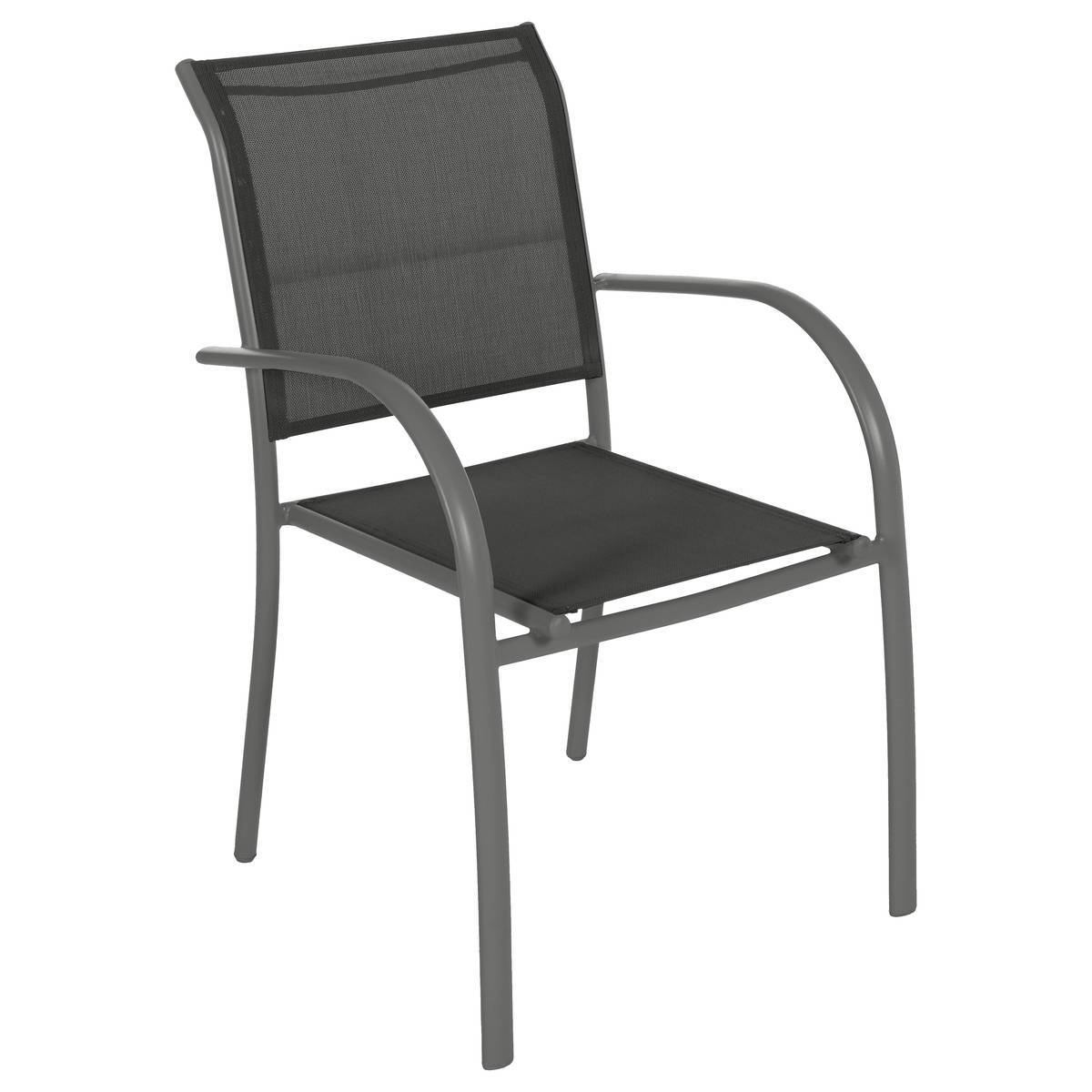 Hesperide - Fauteuil de jardin empilable "Piazza" anthracite & graphite aluminium traité époxy - Hespéride - Image 2
