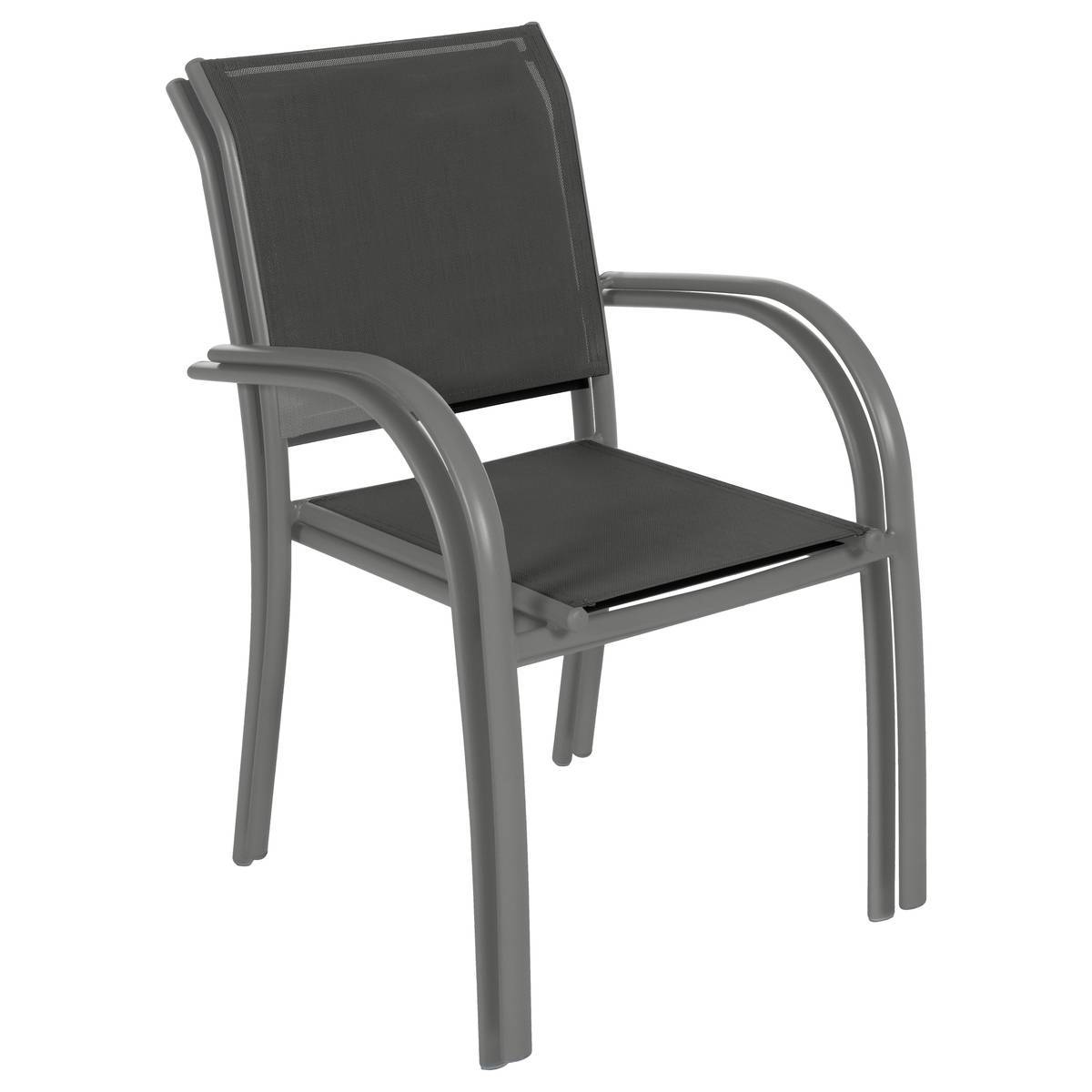 Hesperide - Fauteuil de jardin empilable "Piazza" anthracite & graphite aluminium traité époxy - Hespéride - Image 3