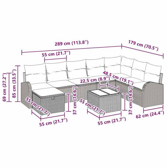 Ensemble Lounge 9 pcs Polyrotin Beige avec Table et Canapés Rangement pour Jardin Élégant Chic – ComfortXL Outdoor Living - Image 6