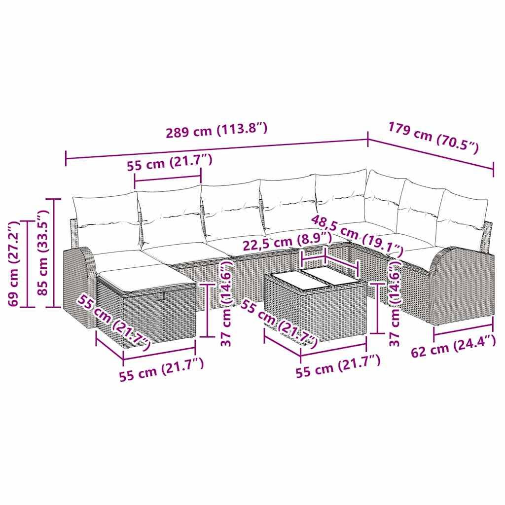 Ensemble Lounge 9 pcs Polyrotin Beige avec Table et Canapés Rangement pour Jardin Élégant Chic – ComfortXL Outdoor Living - Image 6