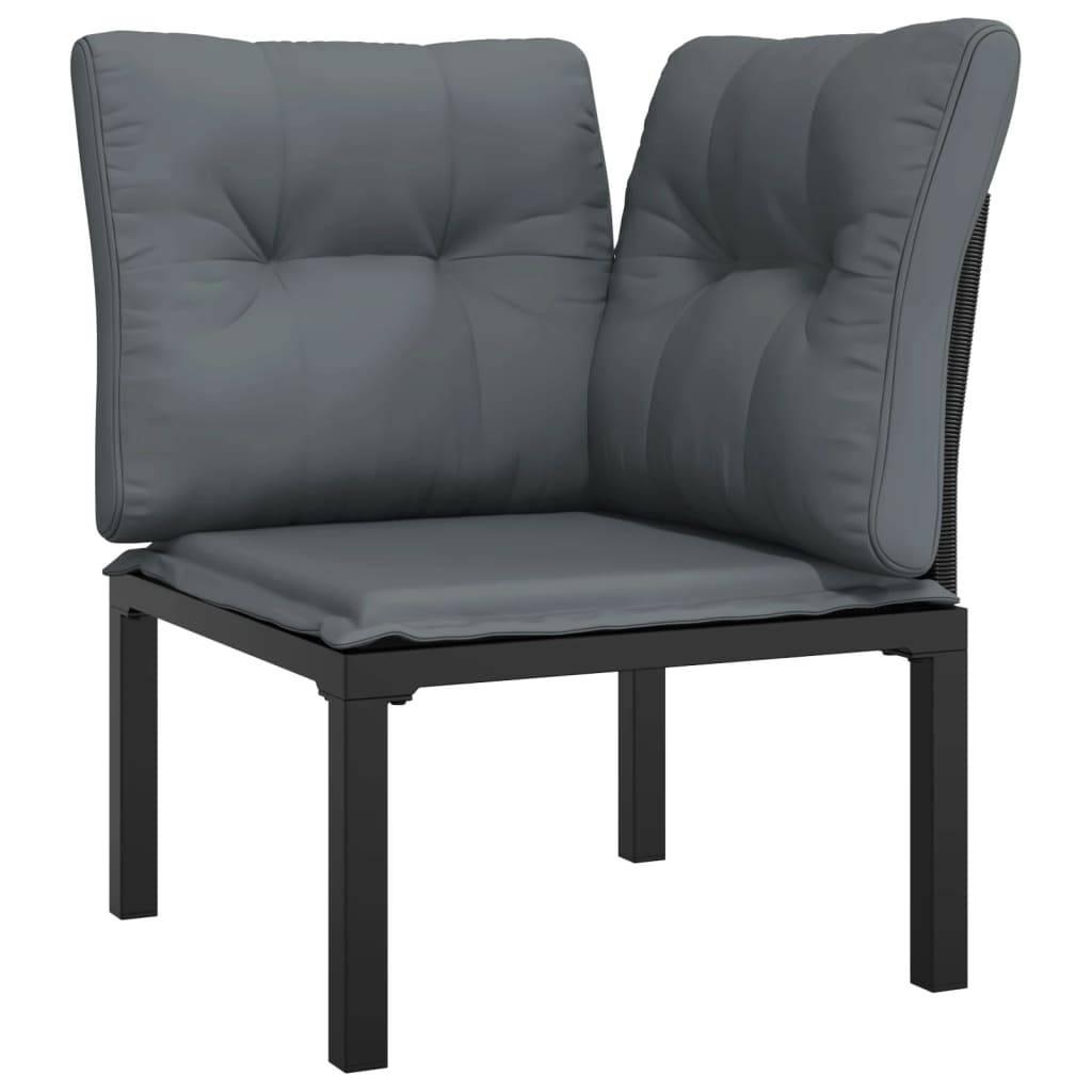 Helloshop26 - Salon de jardin meuble d'extérieur ensemble de mobilier 5 pièces noir et gris résine tressée - Image 2