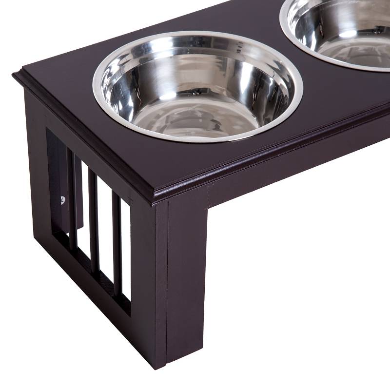 Support de gamelles surélevé pour chien 58.4 x 30.5 x 25.4 cm MDF et acier inoxydable - PANGIVO - Image 8