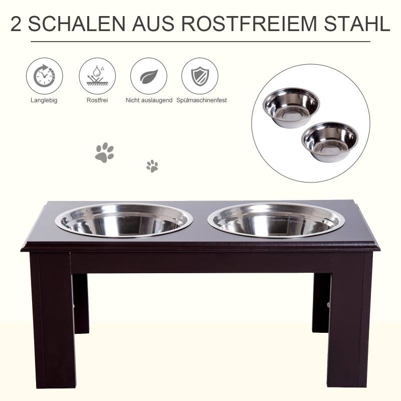 Support de gamelles surélevé pour chien 58.4 x 30.5 x 25.4 cm MDF et acier inoxydable - PANGIVO - Image 4