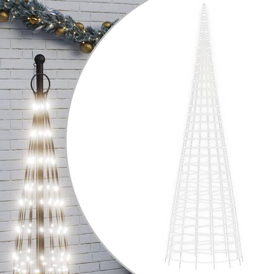 Sapin De Noël - Arbre de Noël lumineux sur mât de drapeau 3000 LED blanc 800 cm - Image 1