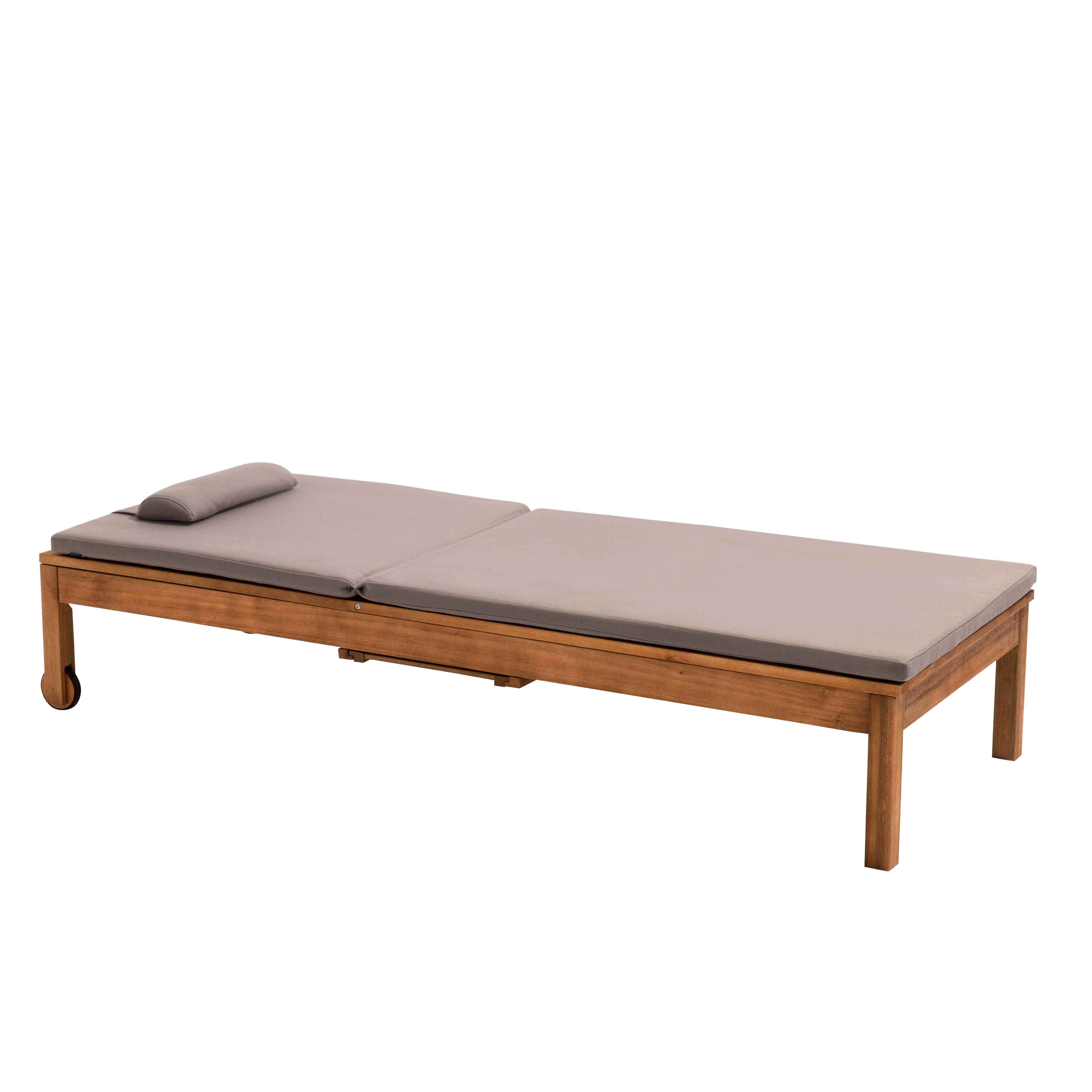 Oviala - Bain de soleil avec coussin et tablette en bois taupe - Oviala - Image 4