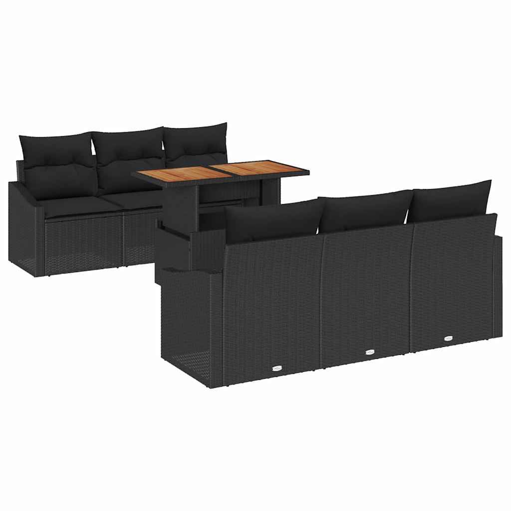 Salon de jardin modulable 7 pièces en poly rotin avec rangement intégré Noir – ComfortXL Outdoor Living - Image 2