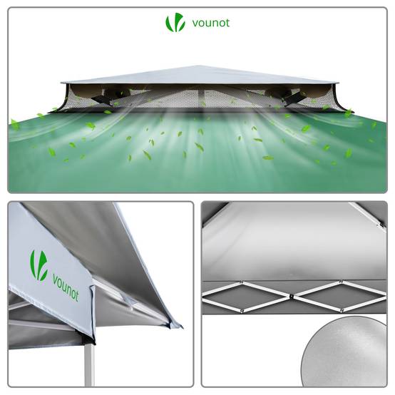 Vounot - VOUNOT® Tonnelle de jardin 3,6x3,6m pliable avec moustiquaire installation facile POP UP vert - Image 6