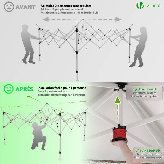 Vounot - VOUNOT® Tonnelle de jardin 3,6x3,6m pliable avec moustiquaire installation facile POP UP vert - Image 3