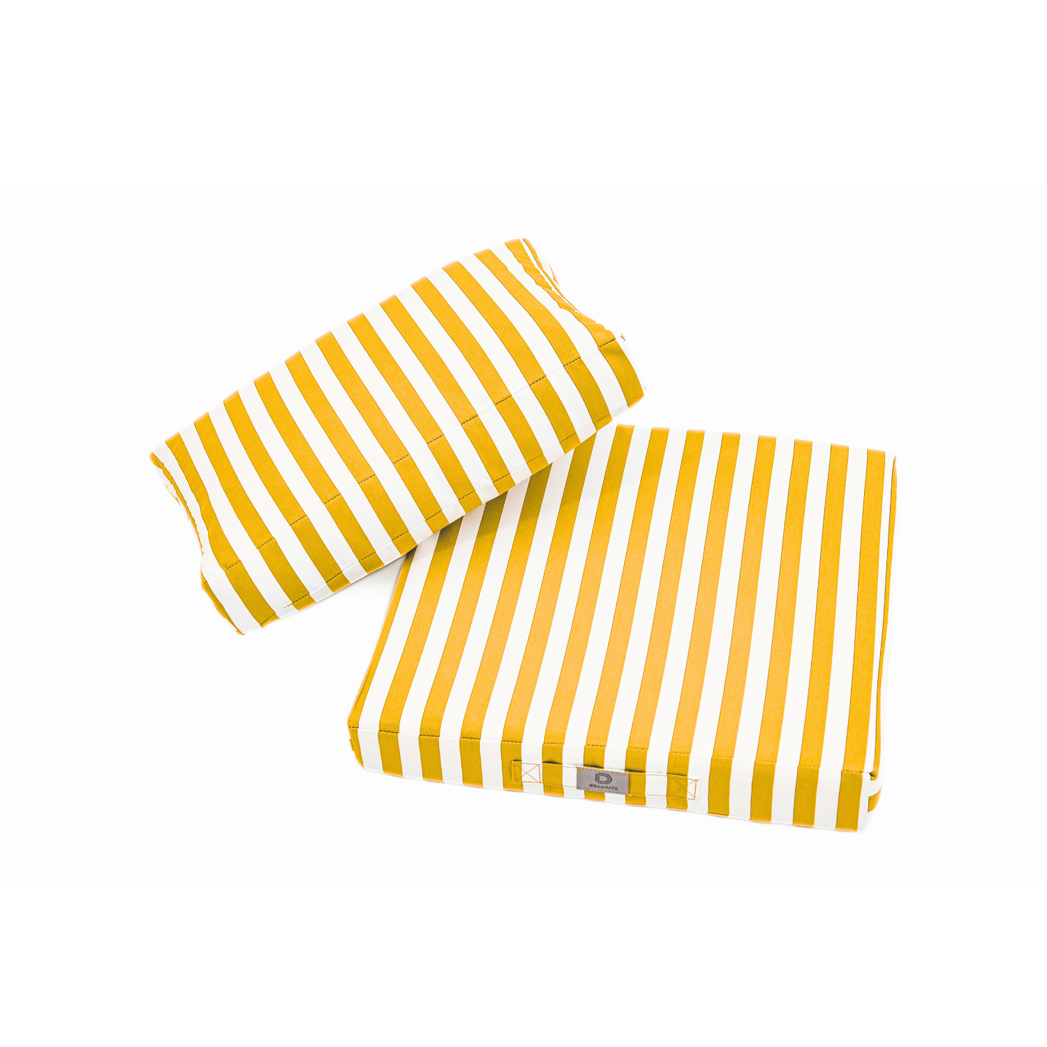 Coussins pour salon de jardin déhoussable 50x50cm Rayure jaunes - Déco arts - Image 3