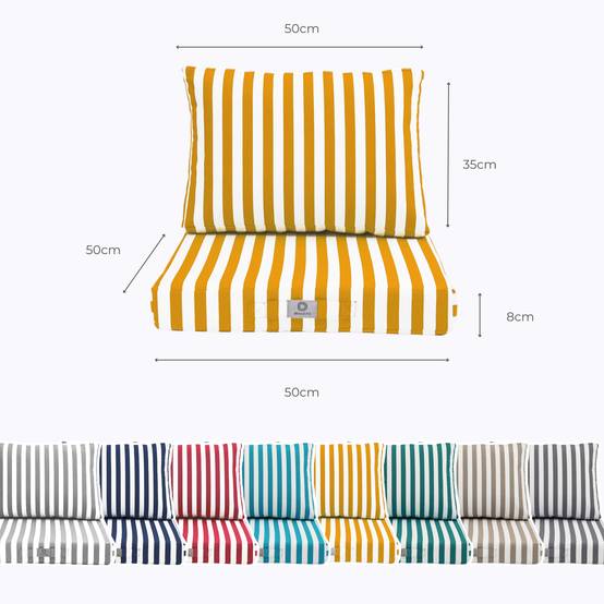 Coussins pour salon de jardin déhoussable 50x50cm Rayure jaunes - Déco arts - Image 5