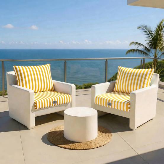 Coussins pour salon de jardin déhoussable 50x50cm Rayure jaunes - Déco arts - Image 2