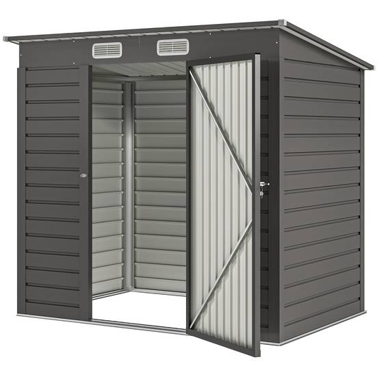 Sans Marque - Abri jardin 2,3m² outils cabanon porte verrouillable 191x130x166,5-183 cm acier - Image 2