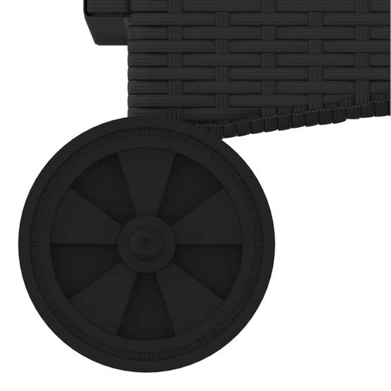 Chaise longue | Transat | Bain de soleil avec roues et coussin noir résine tressée - Image 9