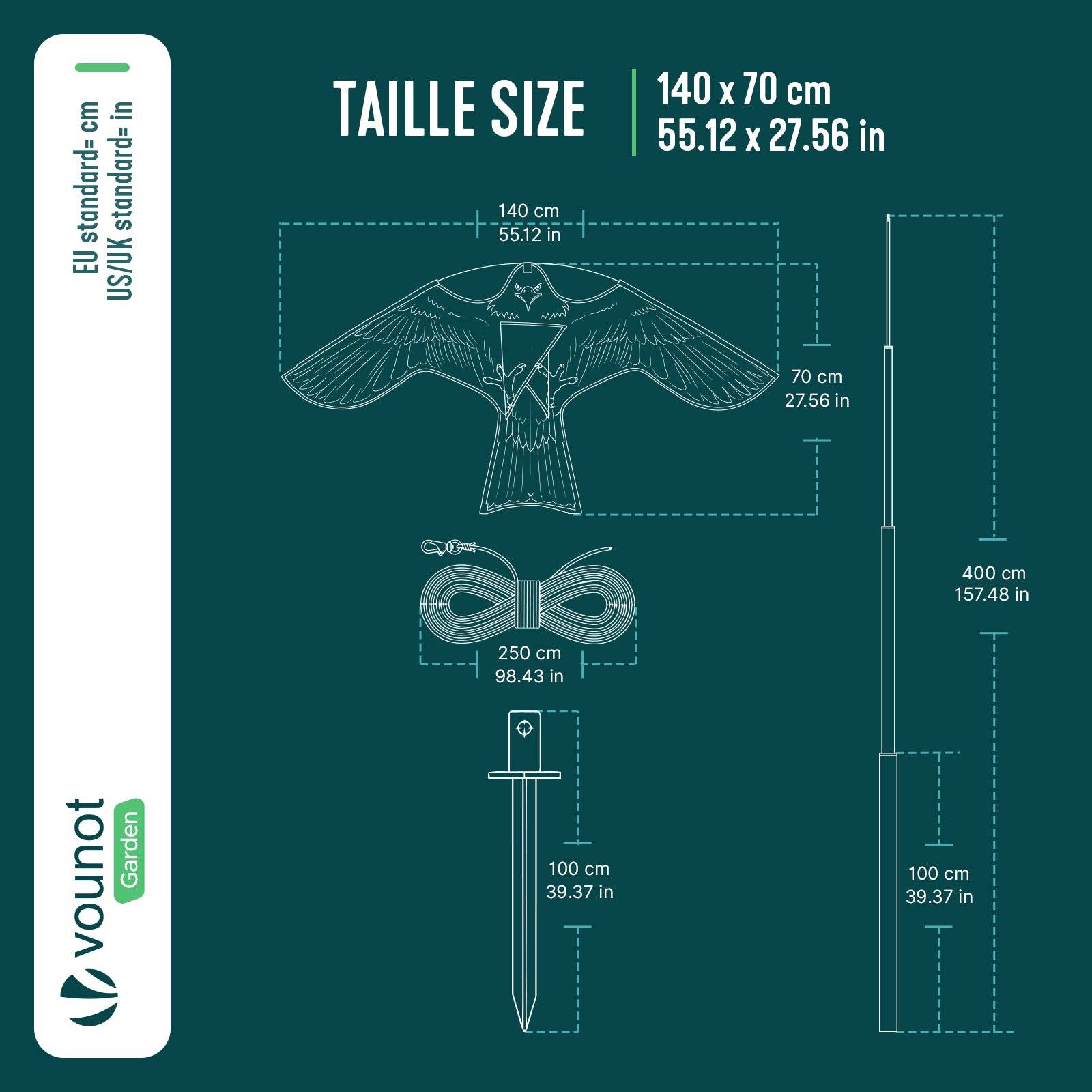 Lot de 2 Cerf volant anti oiseaux effaroucheur avec mat Faucon modele F et G - Image 3
