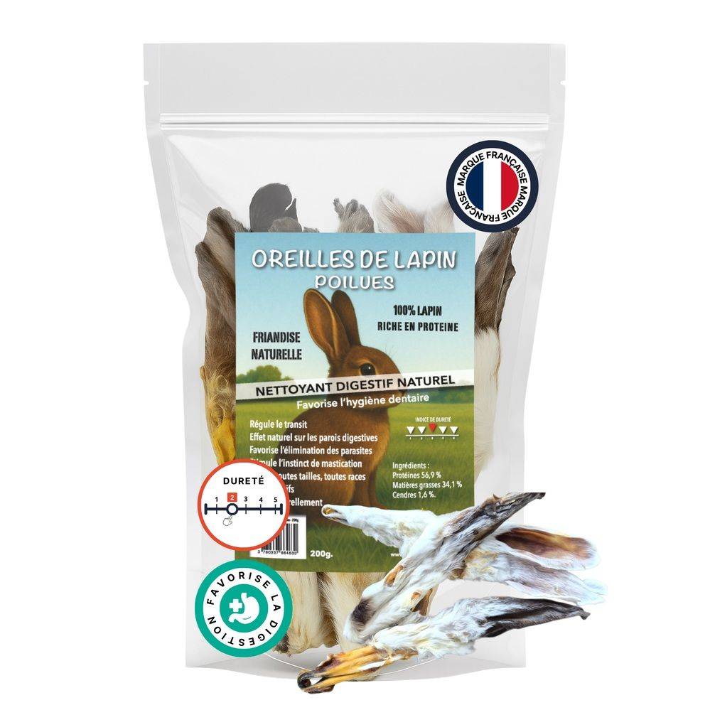 France Croquettes - France Croquettes Friandise pour chien Oreilles de lapin poilues - 200 g - Image 1