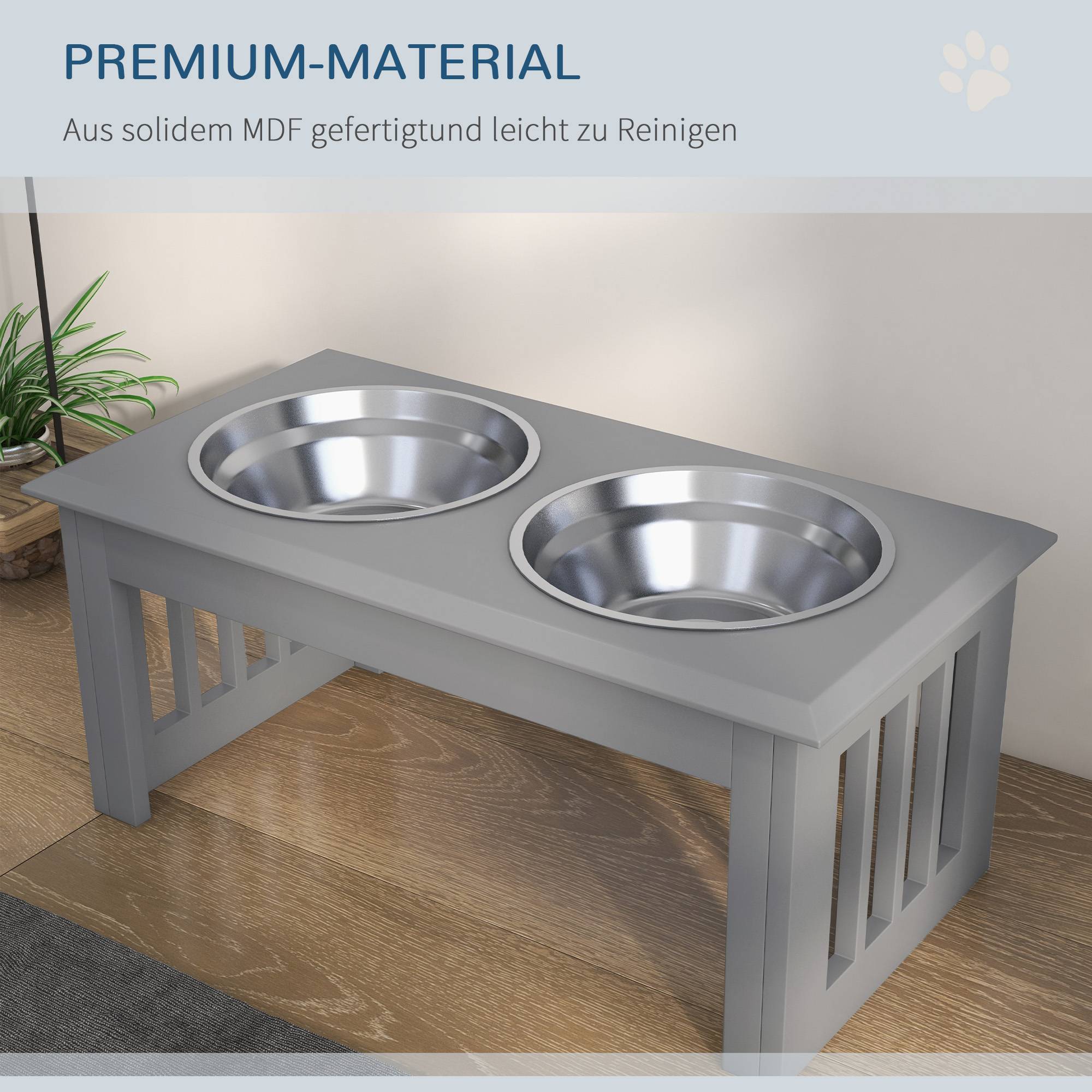Station nourriture chien 2 bols inox antidérapante,58,4x30,5x25,4cm,gris - Image 8