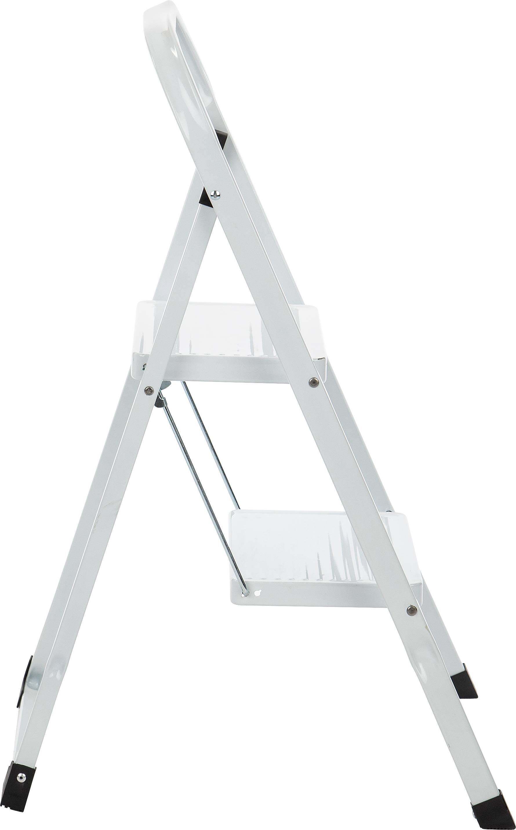 Escabeau 2 marches acier laqué avec marches larges, garde-corps 32 cm - ESCALO - Image 1