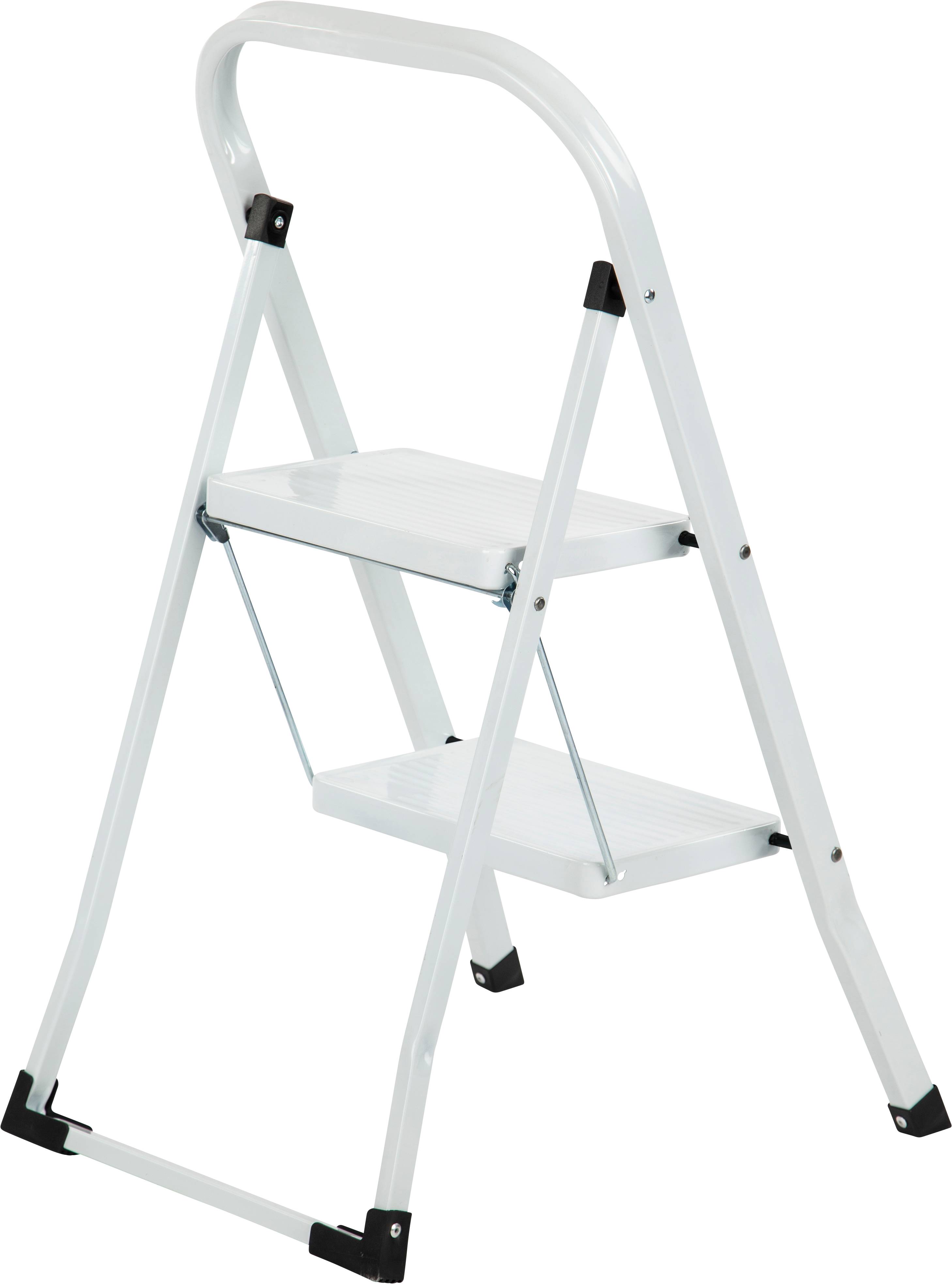 Escabeau 2 marches acier laqué avec marches larges, garde-corps 32 cm - ESCALO - Image 2