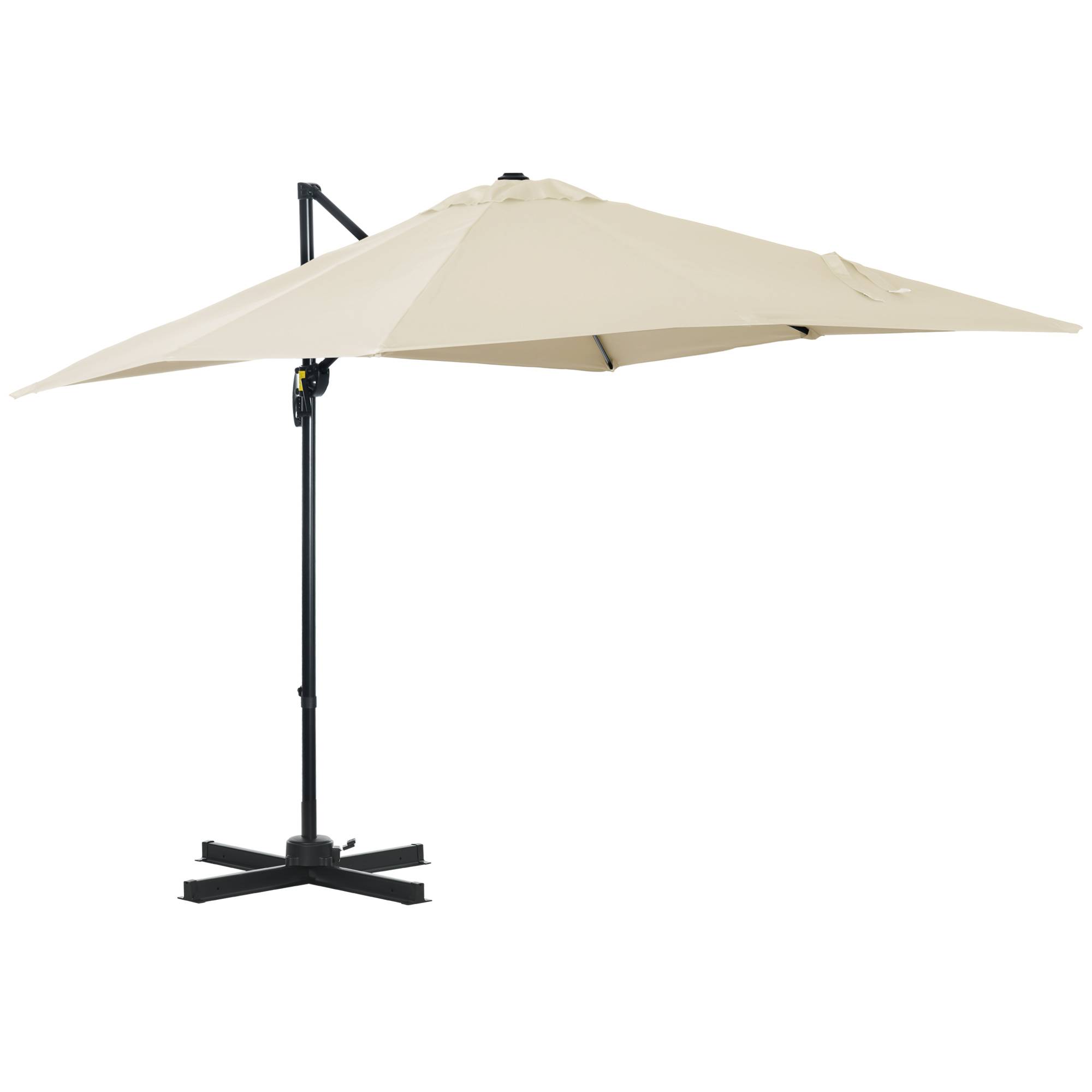 Parasol déporté carré inclinable manivelle avec pied en acier 2,5x2,5l m alu. polyester crème fr309 - Image 2