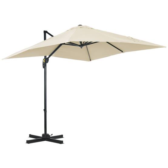 Parasol déporté carré inclinable manivelle avec pied en acier 2,5x2,5l m alu. polyester crème fr309 - Image 1