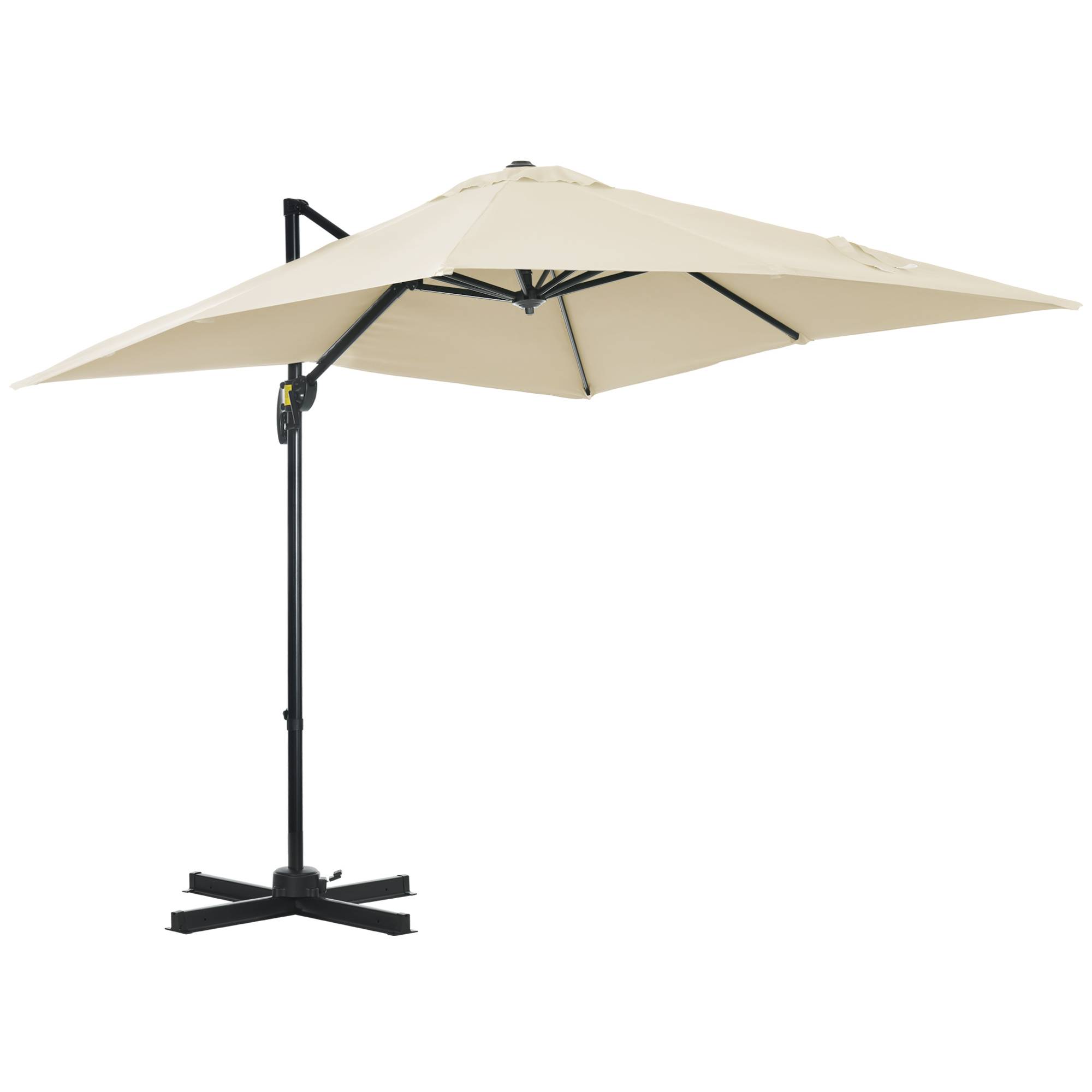 Parasol déporté carré inclinable manivelle avec pied en acier 2,5x2,5l m alu. polyester crème fr309 - Image 1