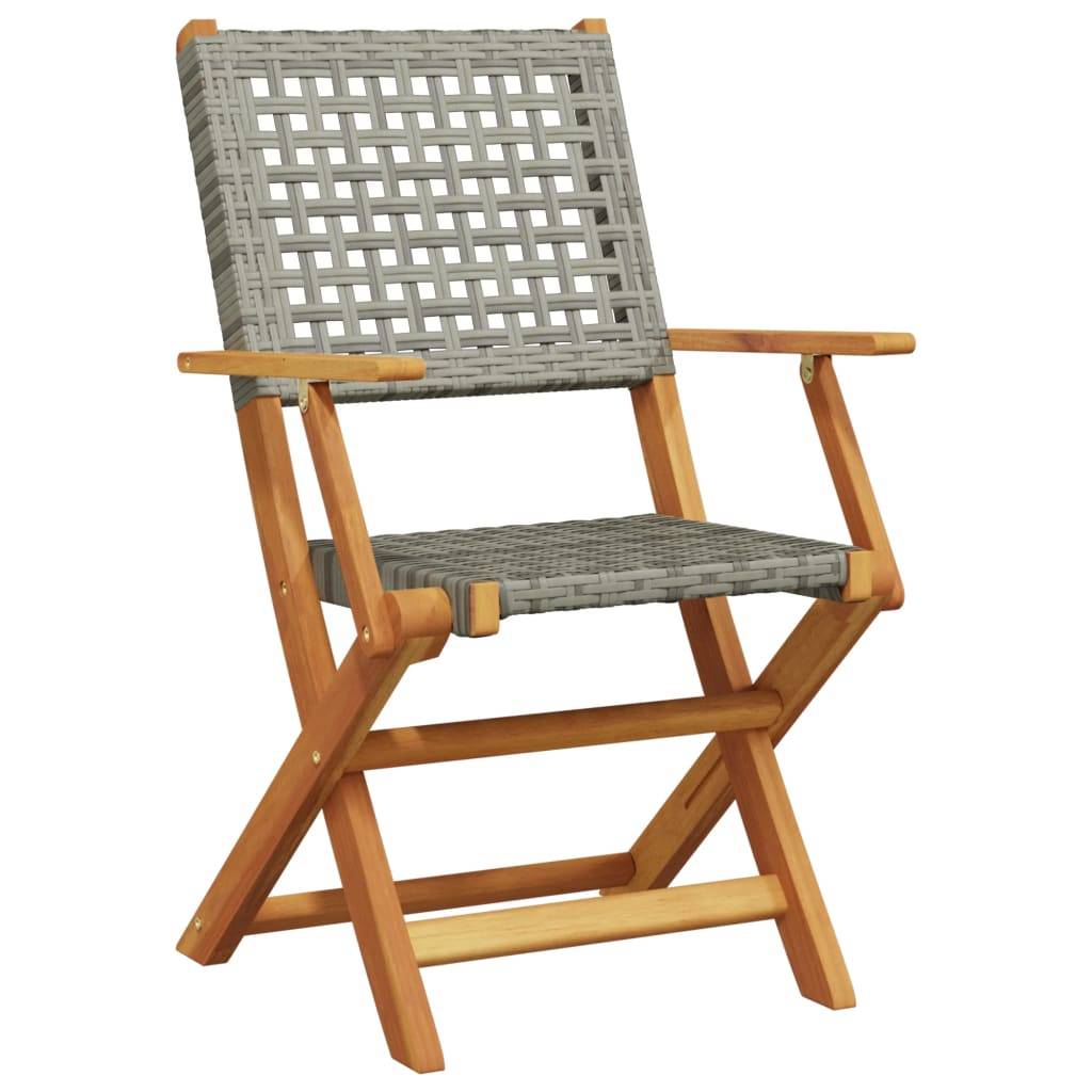 Ensemble de 5 pcs table de jardin avec chaises - mobilier de jardin résine tressée et bois massif-JU2690 - Image 3
