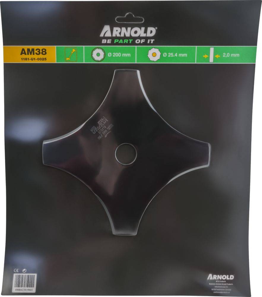 Arnold - Lame de débroussailleuse 20 cm, 4 dents - alésage 25,4 cm Arnold