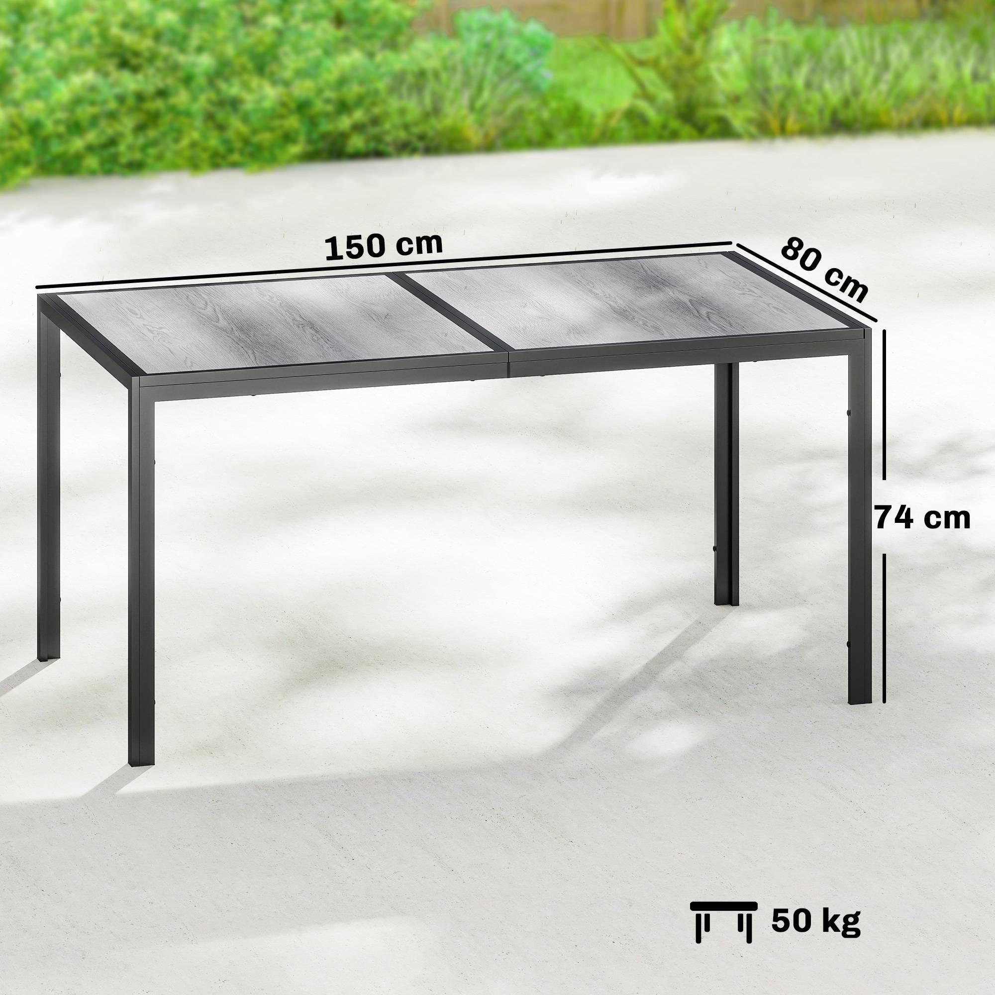 Outsunny - Table de jardin pour 4 à 6 personnes pieds en acier gris - Image 3