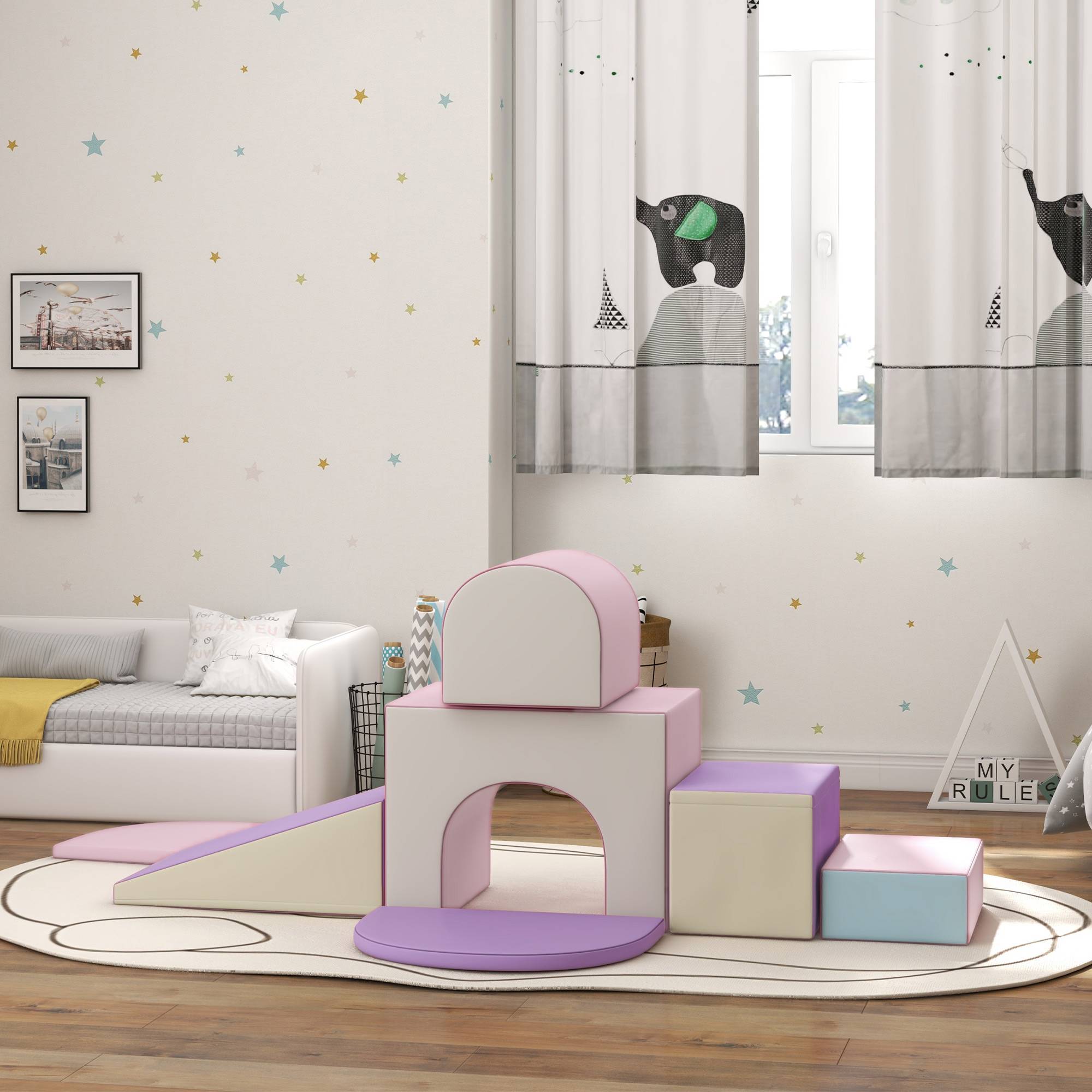 7PCS Module motricité bébé parcours motricité bébé en mousse EPE pour enfants d'âge préscolaire, multicolore - Image 4