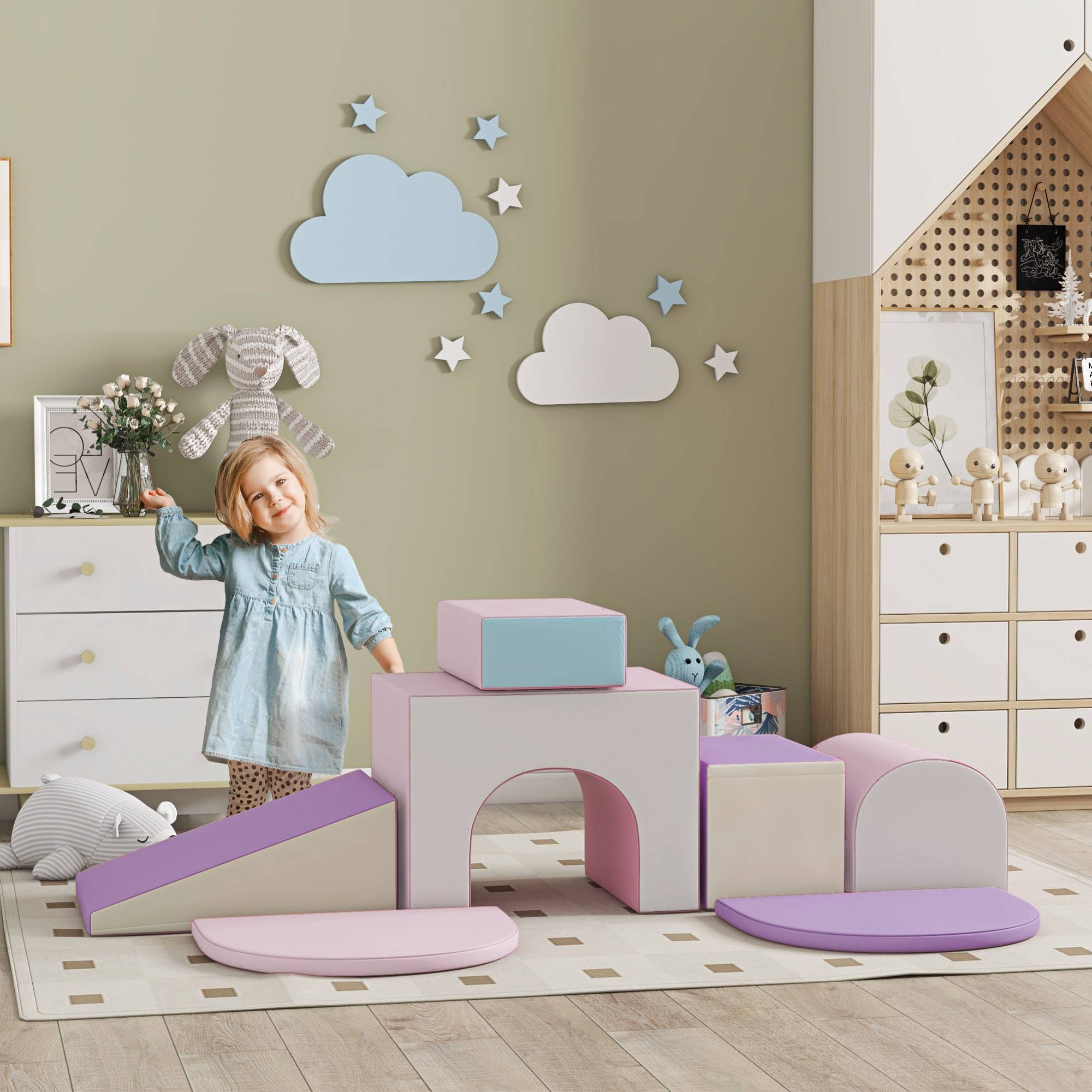 7PCS Module motricité bébé parcours motricité bébé en mousse EPE pour enfants d'âge préscolaire, multicolore - Image 3